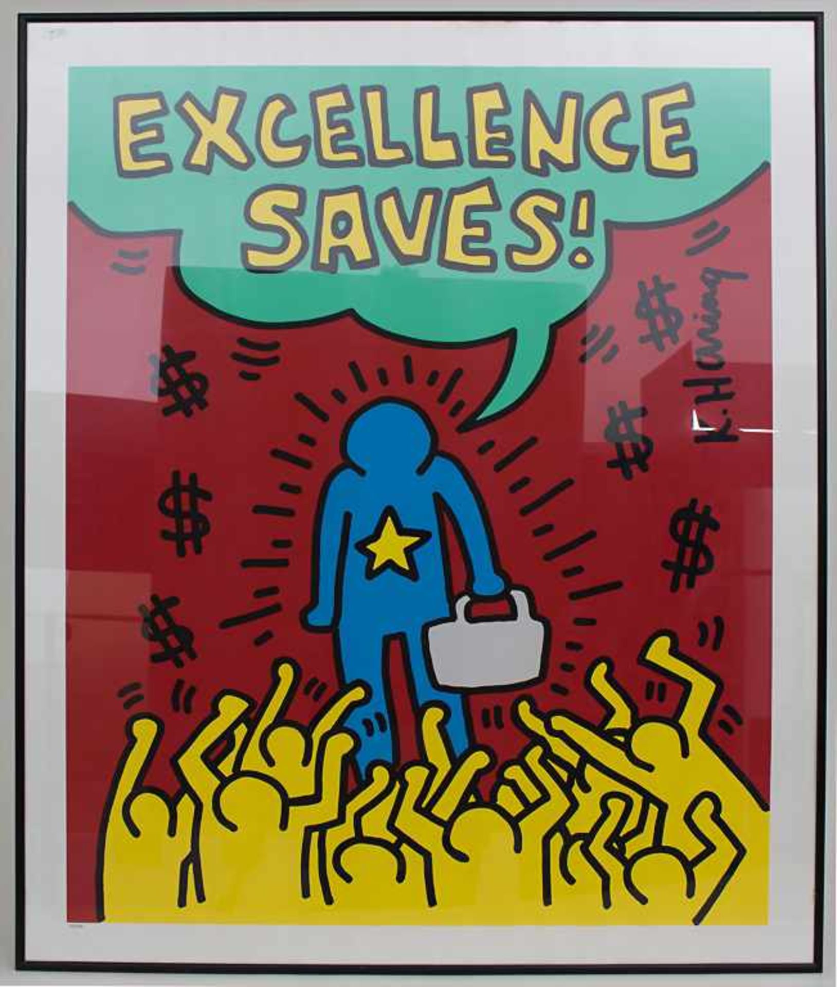 Keith Haring (1958-1990) 'Exellence Saves'Technik: Farblithographie (535/1000) auf Papier, gerahmt