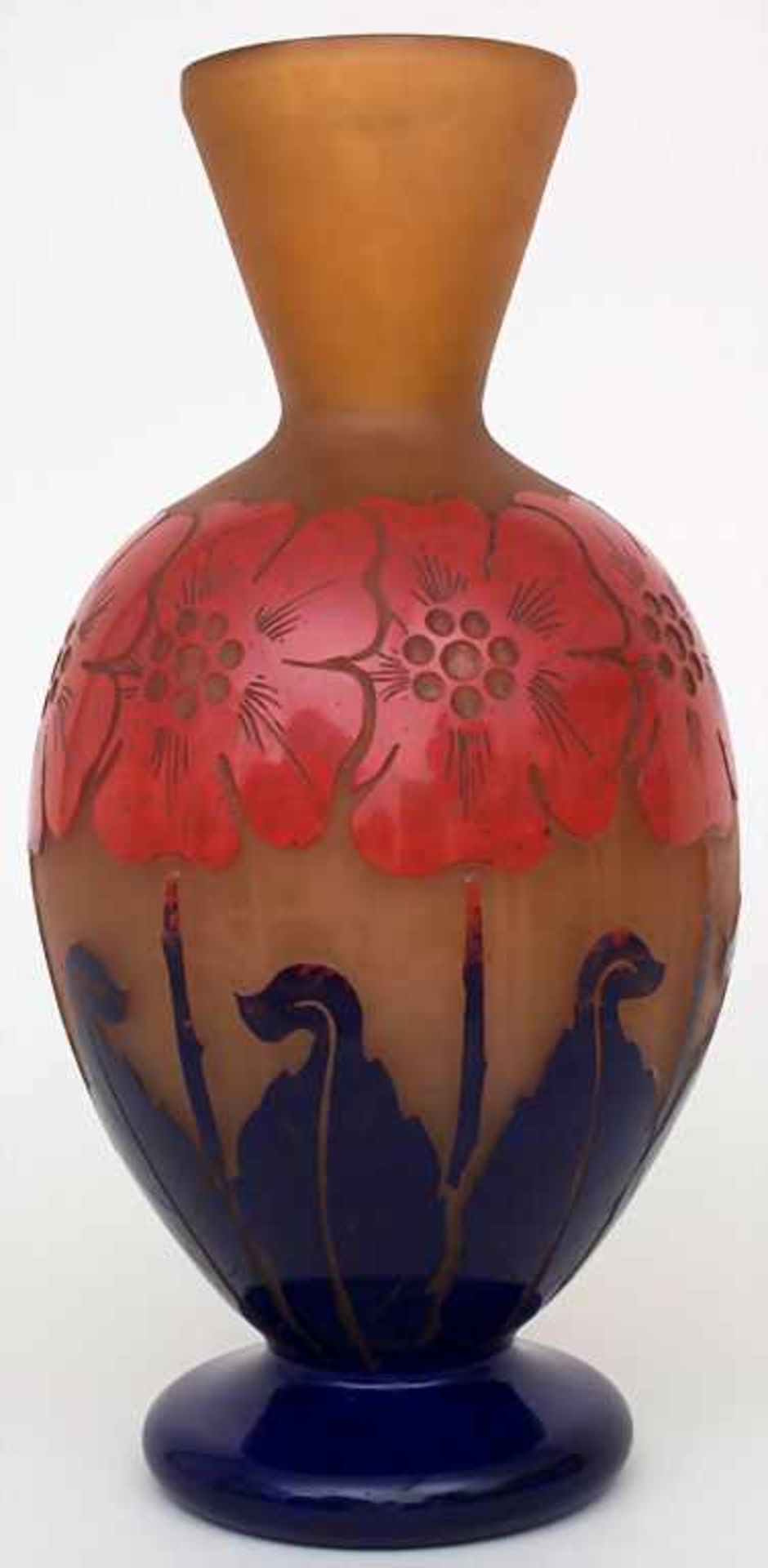 Art Déco Vase, Degué, Frankreich, um 1920Material: Glas mit Pulvereinschmelzungen und rot-blauem - Bild 2 aus 5