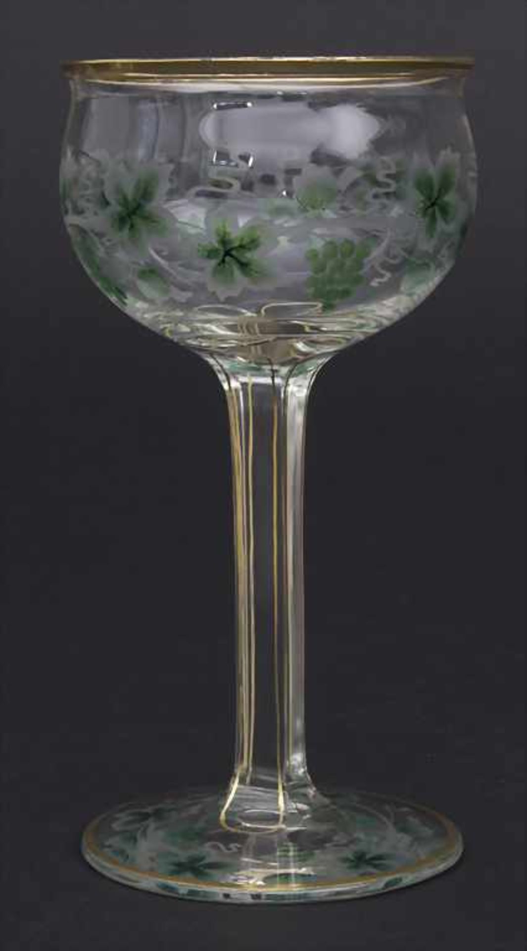 8 Jugendstil Weingläser / 8 Art Nouveau wine glasses, Theresienthal, um 1900Material: farbloses - Bild 2 aus 5