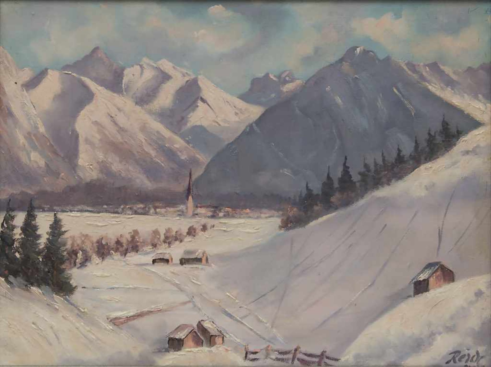 Reich (20. Jh.), 'Winterliche Alpenlandschaft' / 'A winterly alpine landscape'Technik: Öl auf