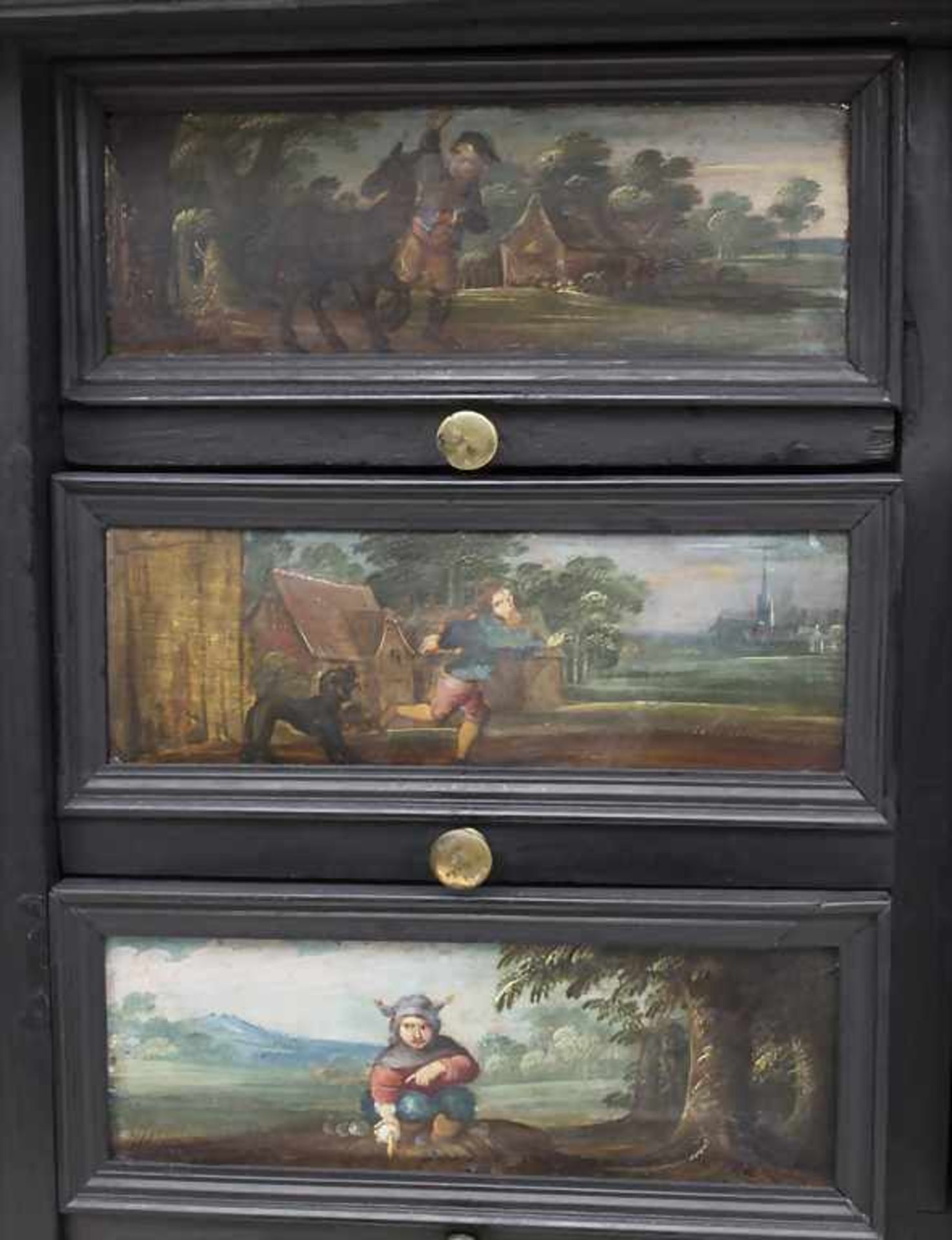 Kabinettschränkchen / A small cabinet, 17. / 18. Jh.Material: Holz, ebonisiert, 2-türig, - Image 11 of 12