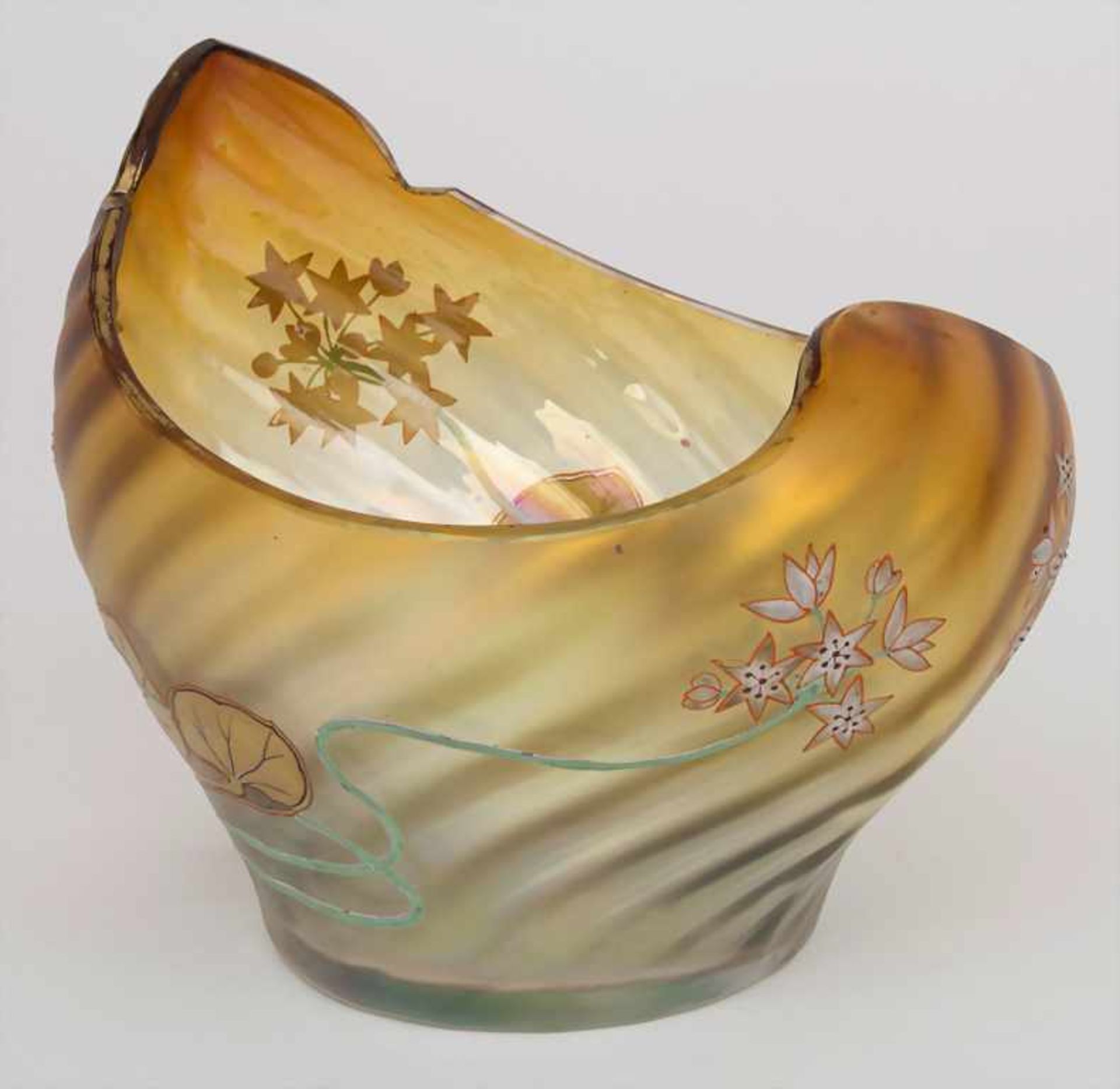 Jugendstil Glaszierschale / An Art Nouveau glass bowl, um 1905Material: farbloses Glas, rot-braun - Bild 2 aus 6