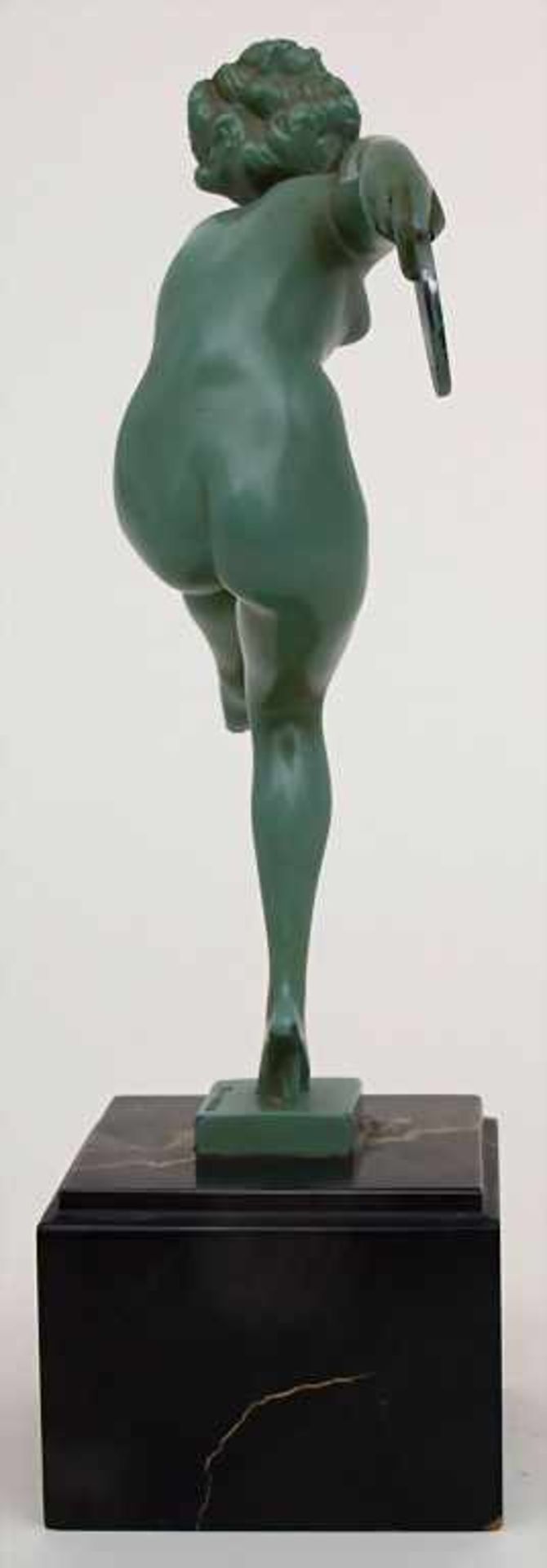 Marcel André Bouraine (1886-1948), Art Déco Weißbronze-Plastik 'Tänzerin mit Scheiben' / An Art Deco - Bild 4 aus 6