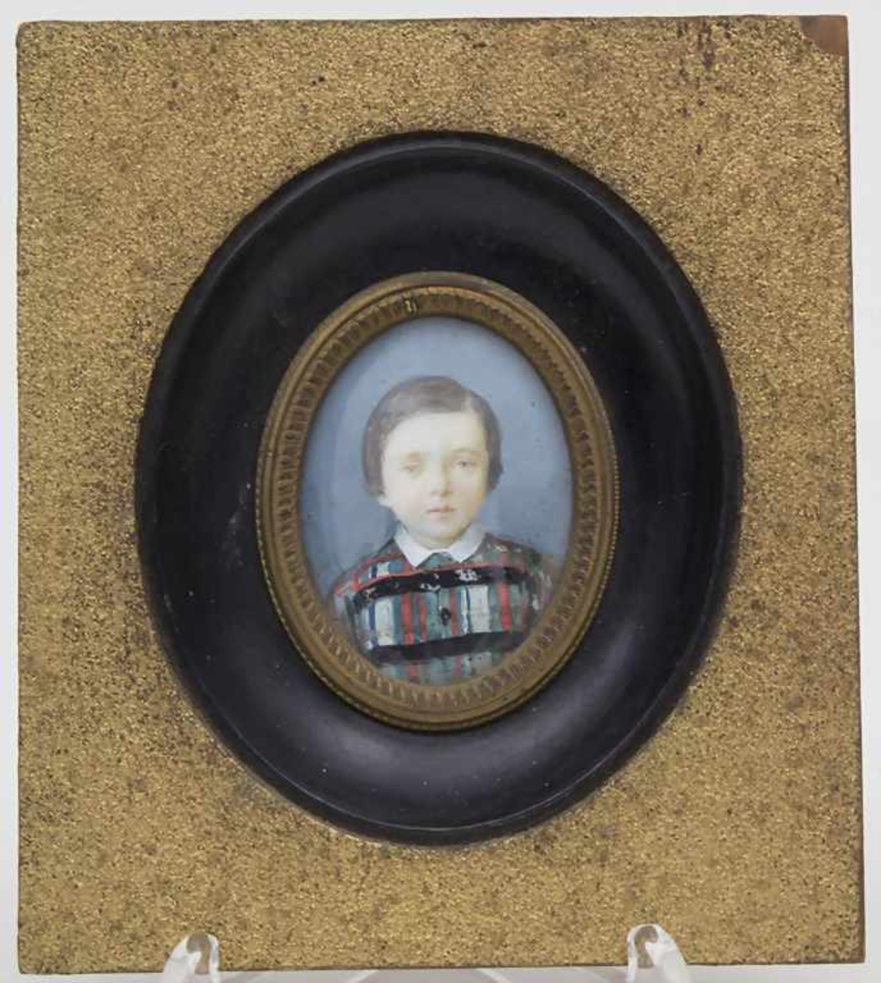 Ovales Miniatur Porträt eines Jungen / An oval portrait miniature of a boy, 19. Jh.Technik: