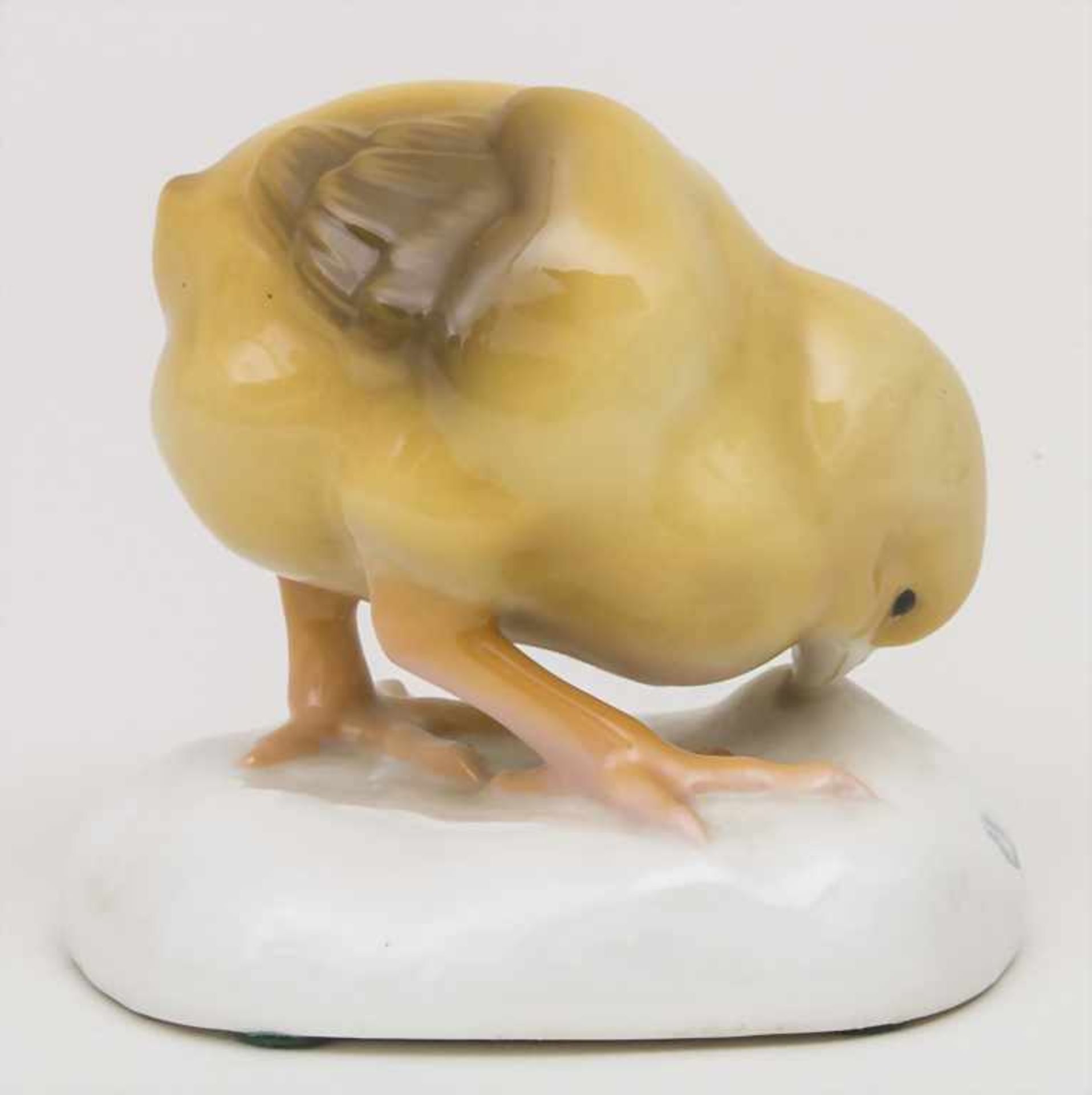 Pickendes Küken / A pecking chick, Nymphenburg, um 1920Material: Porzellan, polychrom bemalt, - Bild 3 aus 7