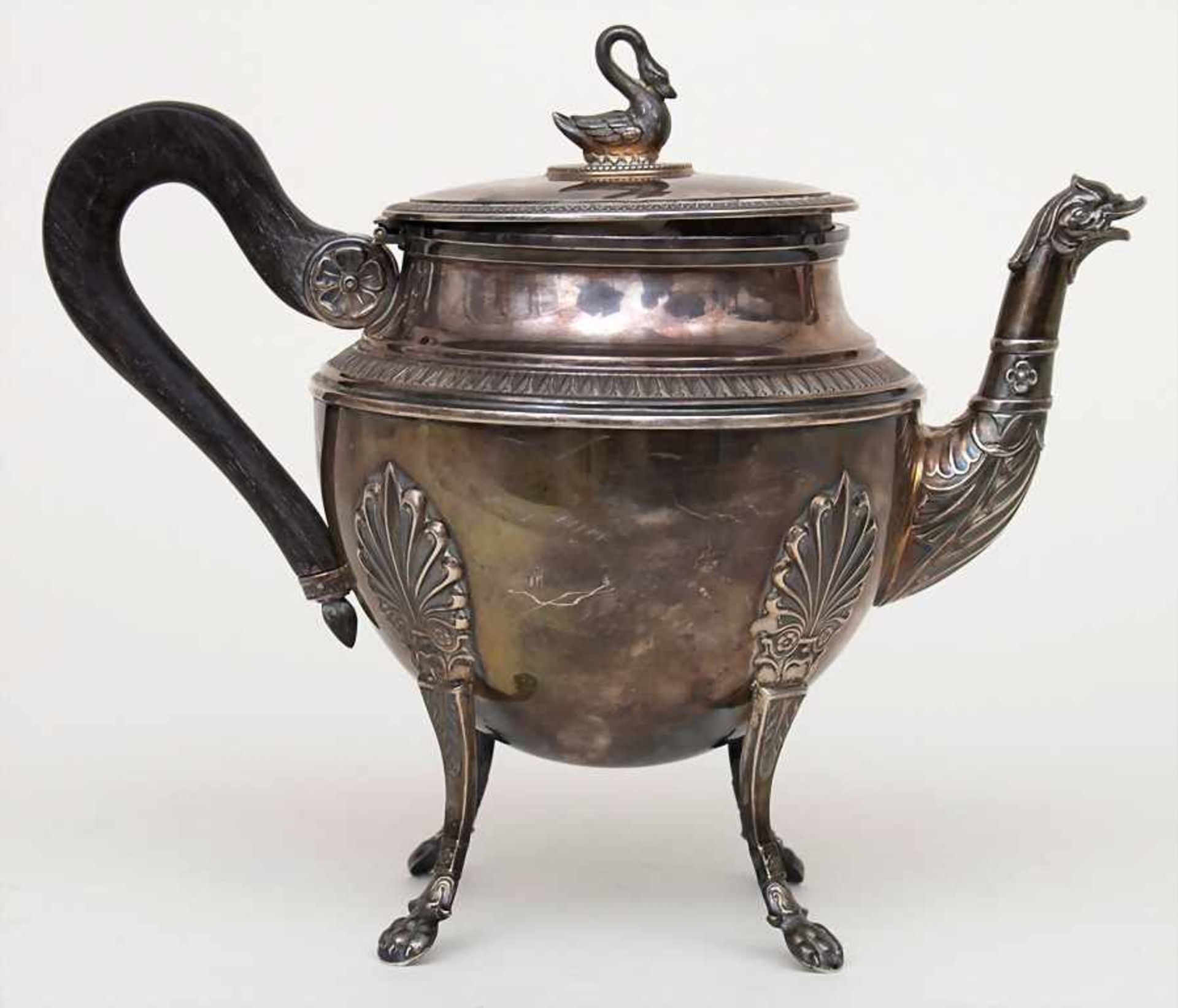 Teekanne / A silver tea pot, Paris, um 1900Material: Silber 950, Punzierung: Minerva Kopf, - Image 4 of 9