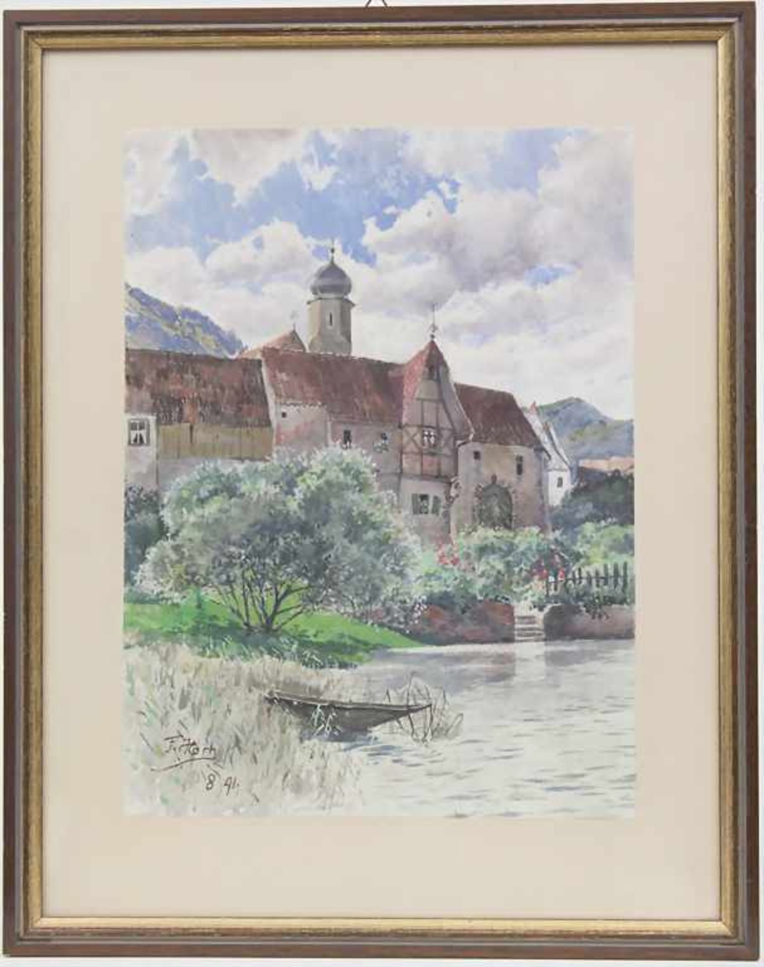 Franz Xaver Hoch (1869-1916), 'Fachwerkhäuser am Flussufer' / 'Framework buildings by the river' - Bild 2 aus 5