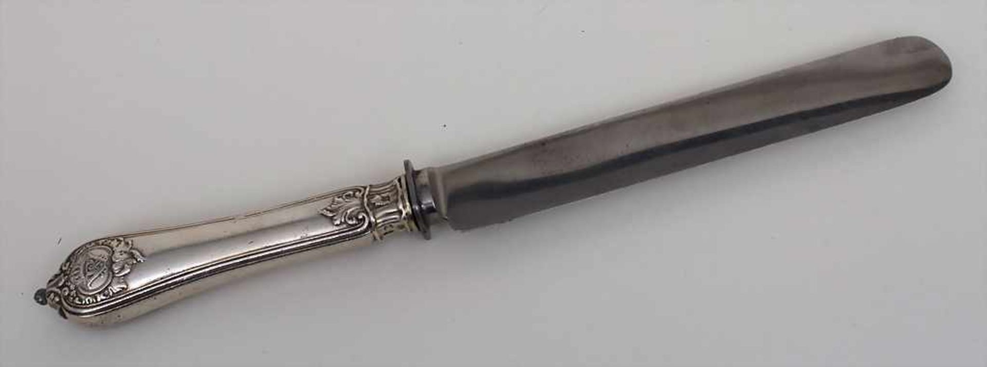 Messer mit Wilhelm Rex Initialen / A knife with Wilhelm rex initialsMaterial: Silber 875,Punzierung: - Image 2 of 5