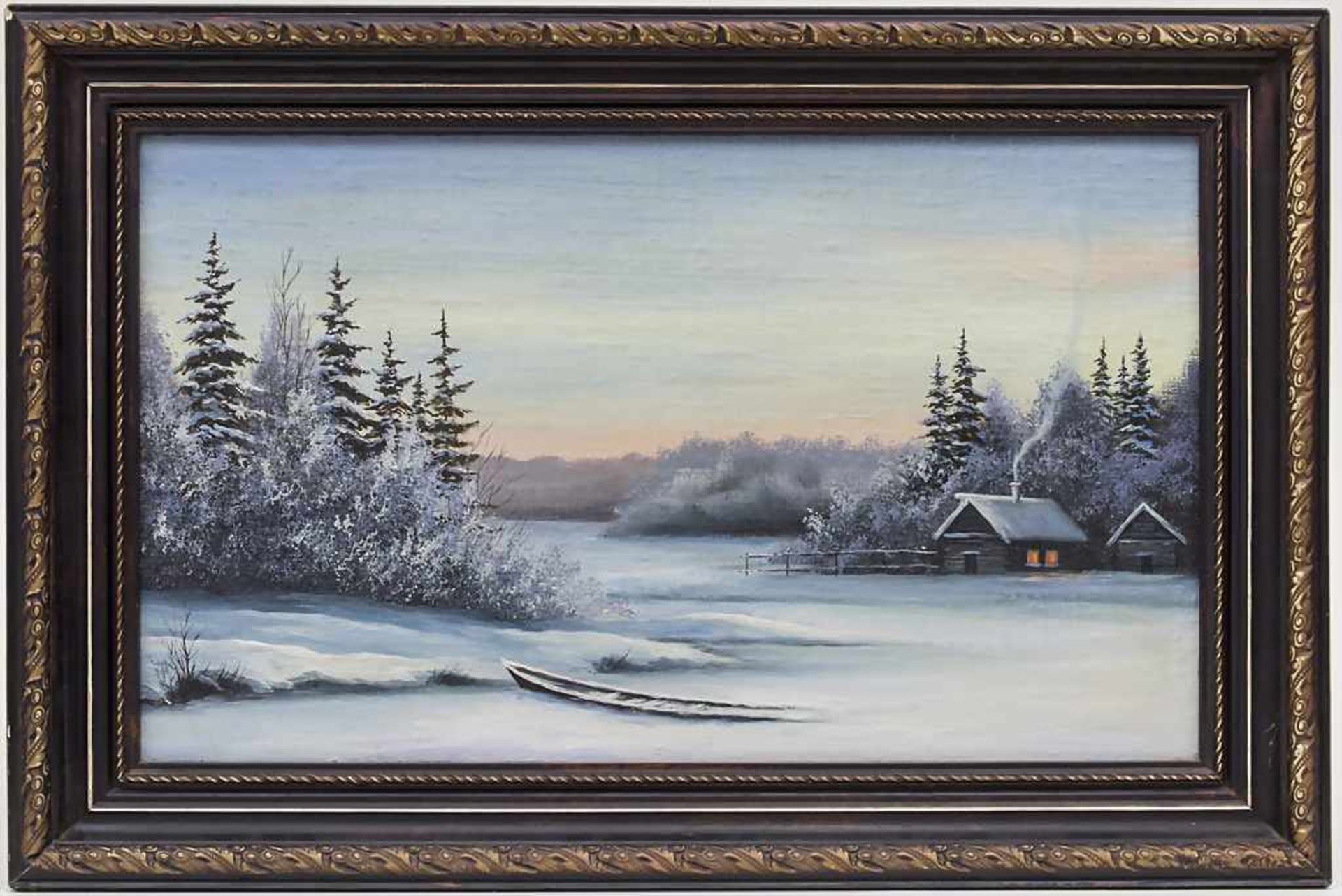 Russischer Künstler (20. Jh.), 'Winterlandschaft' / 'A winter landscape'Technik: Öl auf Malkarton, - Image 2 of 3