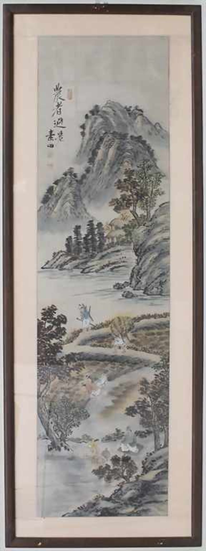Chinesische Tuschemalerei 'Felsenlandschaft mit Figuren' / A chinese ink painting 'rock landscape'