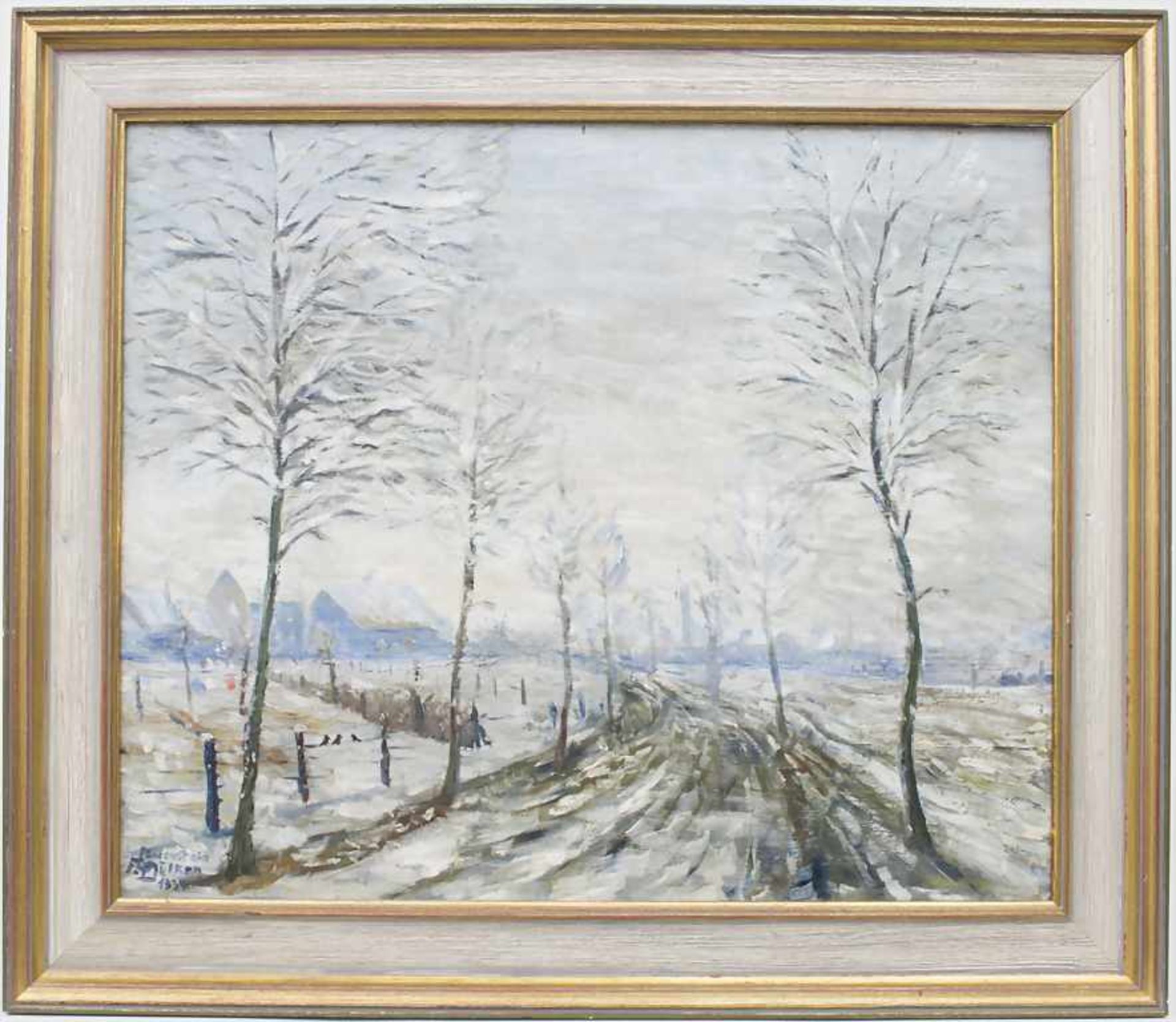 F. Löwenstein (19./20. Jh.), 'Verschneite Allee vor Dülken' / 'A snowy avenue near Dülken'Technik: - Image 2 of 4