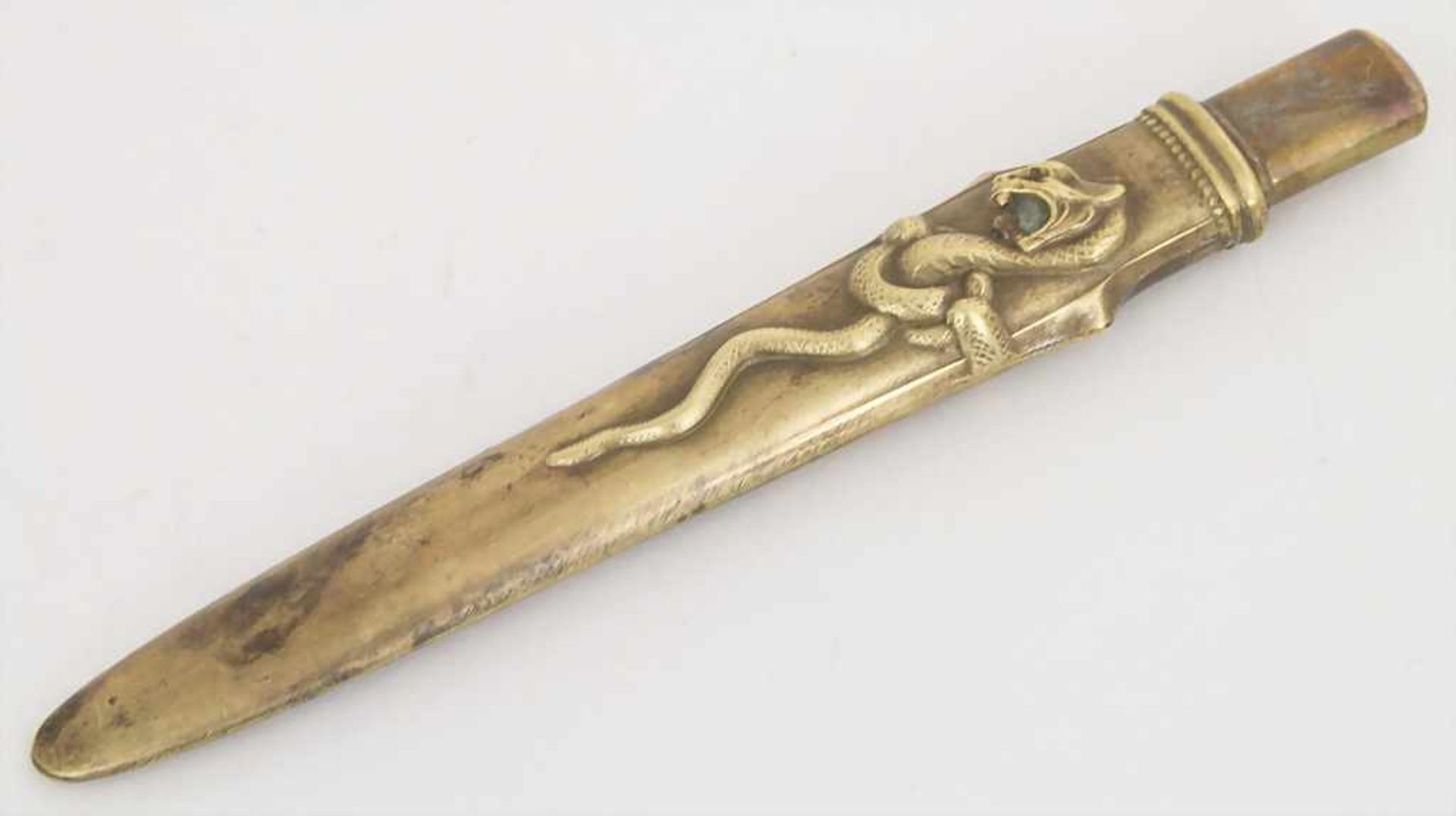 Jugendstil Bleistifthalter mit Kobra / An Art Nouveau pencil holder with a cobra, um 1900Material: