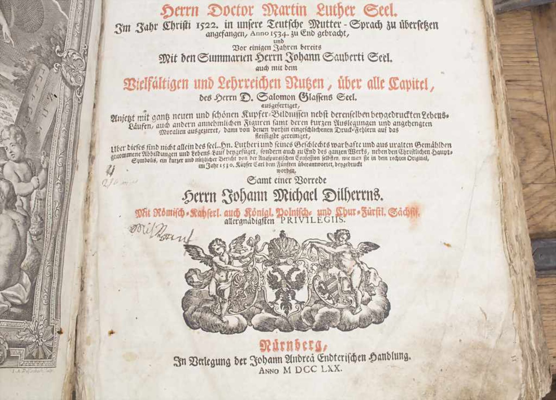Lutherbibel / A Luther Bible, Nürnberg, 1770Titel: 'Biblia, Das ist Die ganze Heilige Schrift des - Image 10 of 19