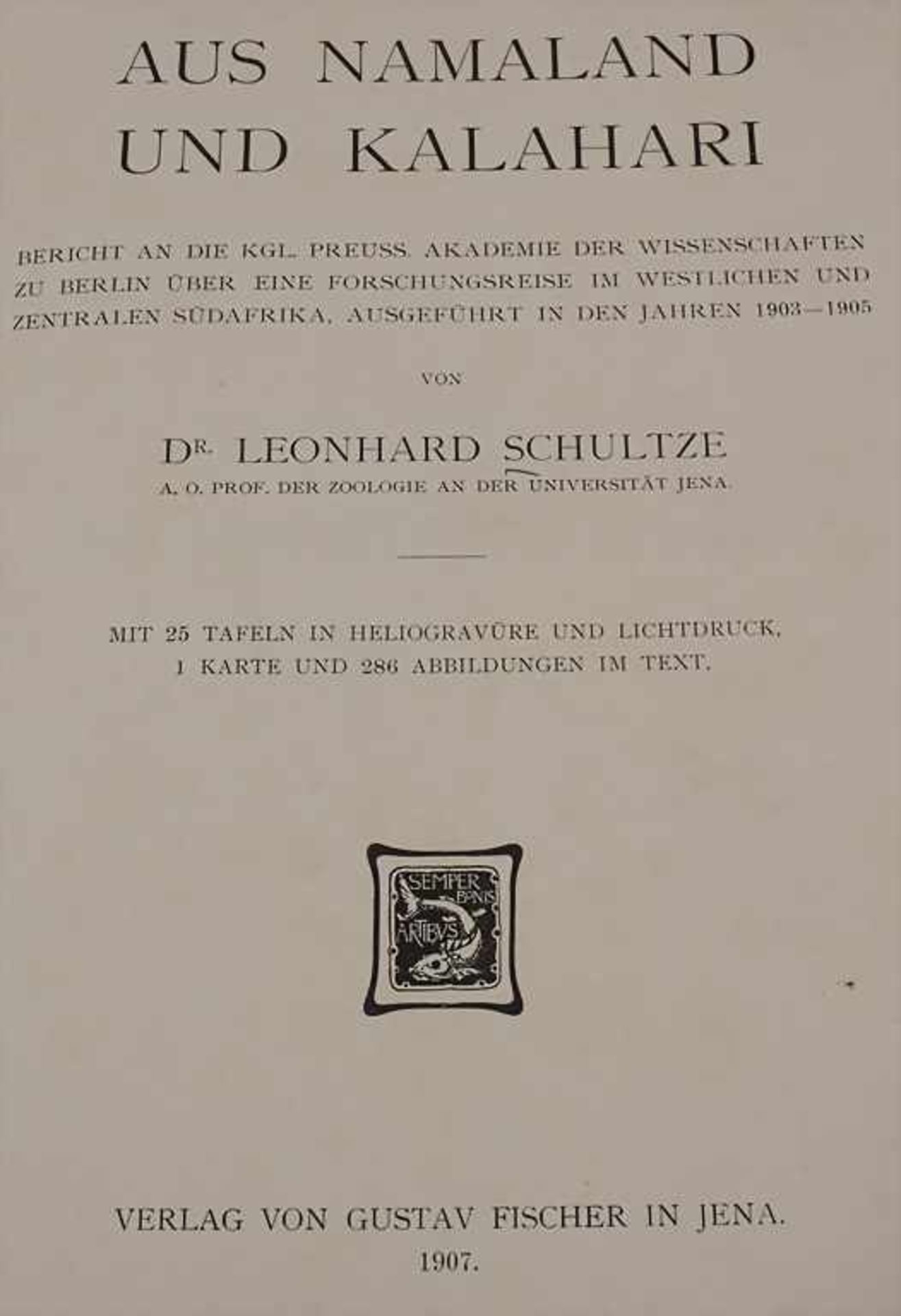 Prof. Dr. Schultze, Leonhard: Aus Namaland und Kalahari.Titel: Aus Namaland und Kalahari. Bericht an - Image 2 of 13