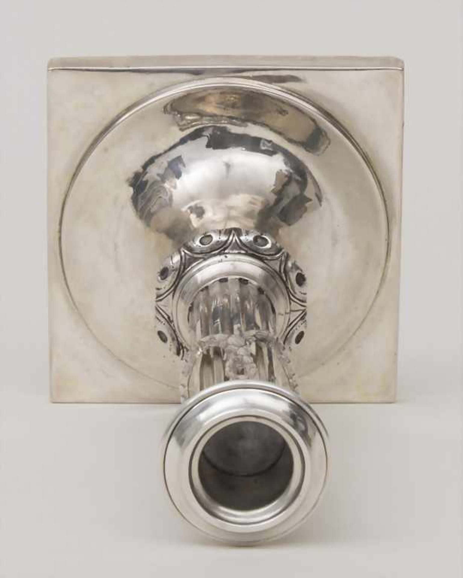 Klassizismus-Leuchter / A Classicism silver candlestick, Jeremias Balthasar Heckenauer, Augsburg - Bild 3 aus 7