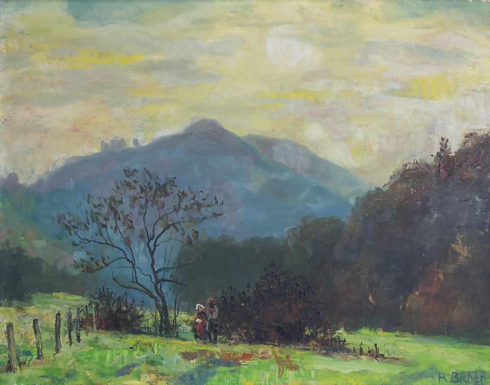 Reinhold Bicher (1895-1975), 'Hügellandschaft mit Figurenstaffage' / 'A hilly landscape with