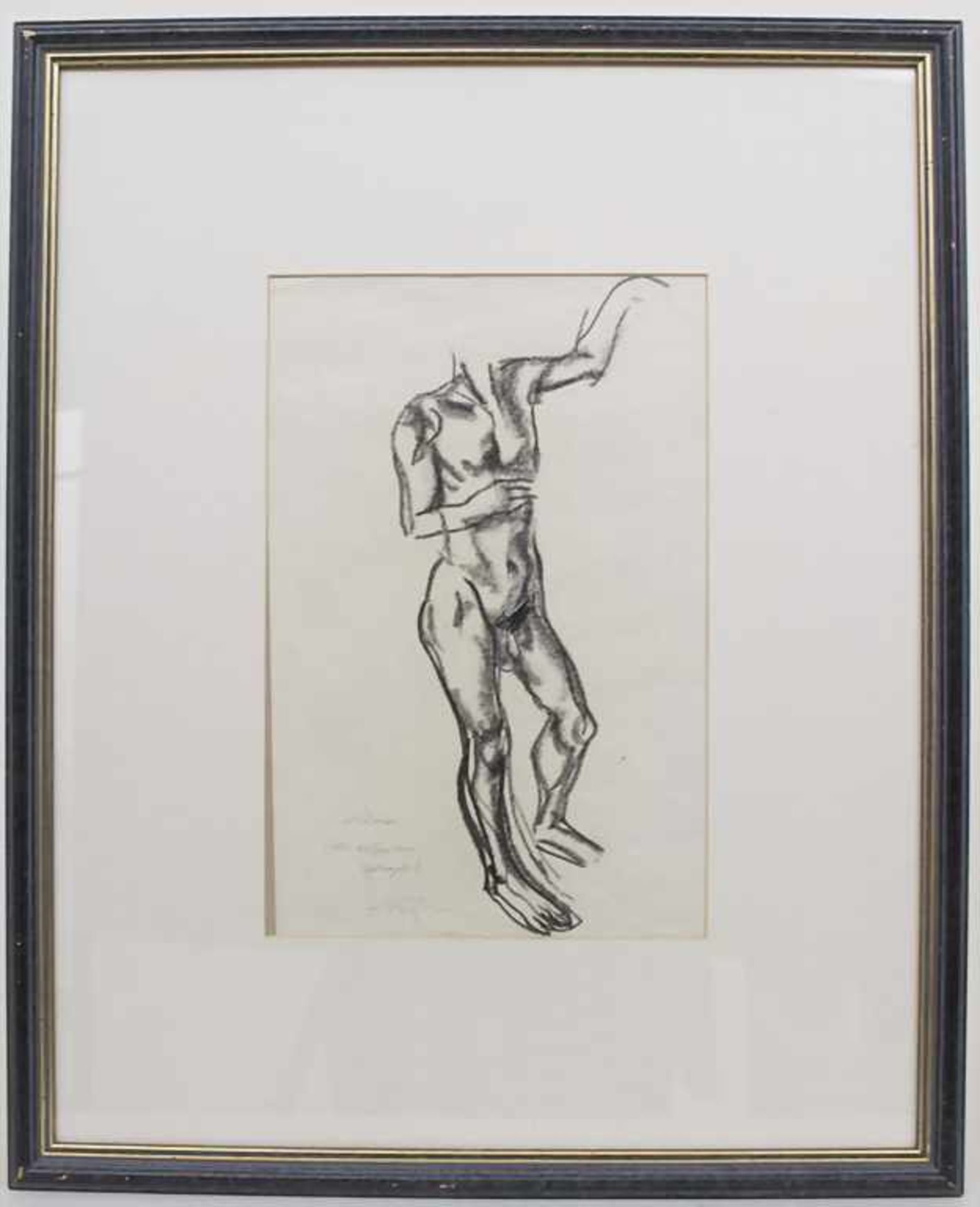 Michael Ziegler (*1960), 'Männlicher Akt' / 'A male nude'Technik: Kreide auf Papier, gerahmt. hinter - Bild 3 aus 7