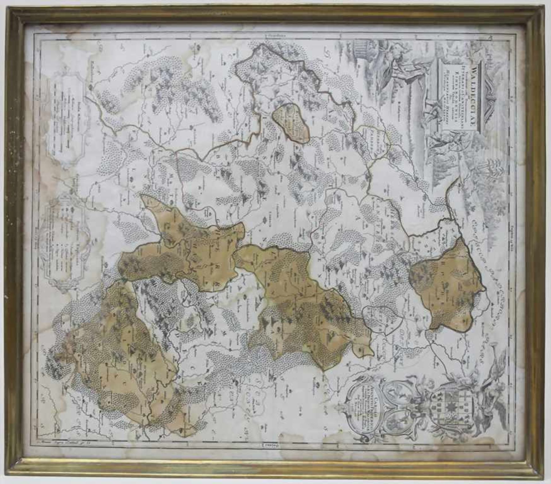 Teetisch mit Kupferstichkarte 'Waldeck' / Tea table with copper engraving map, um 1930Material: - Bild 3 aus 7