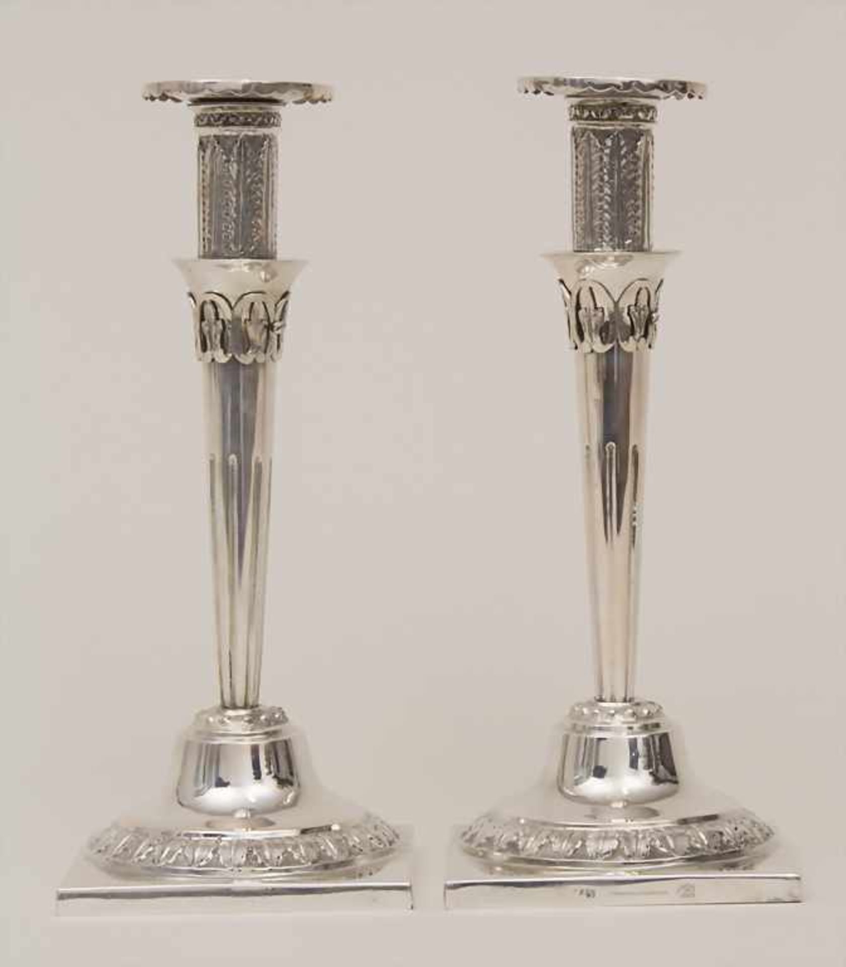 Paar Kerzenleuchter / A pair of silver candlesticks, Anton Friedrich Burgmüller, Weissenfels, um