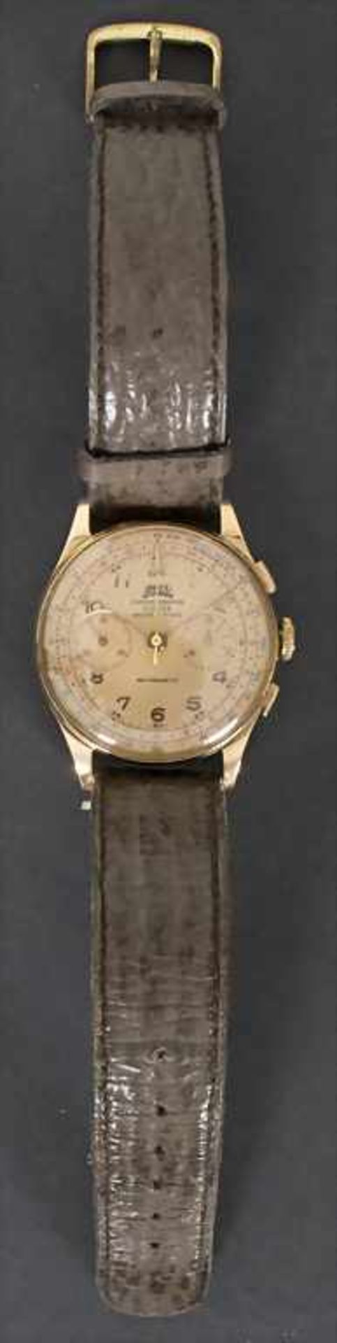 HAU / A men's watch, EGONA, Chronograph, Schweiz/Swiss, um 1960Gehäuse: Gold 18 Kt 750/000 - Image 5 of 6