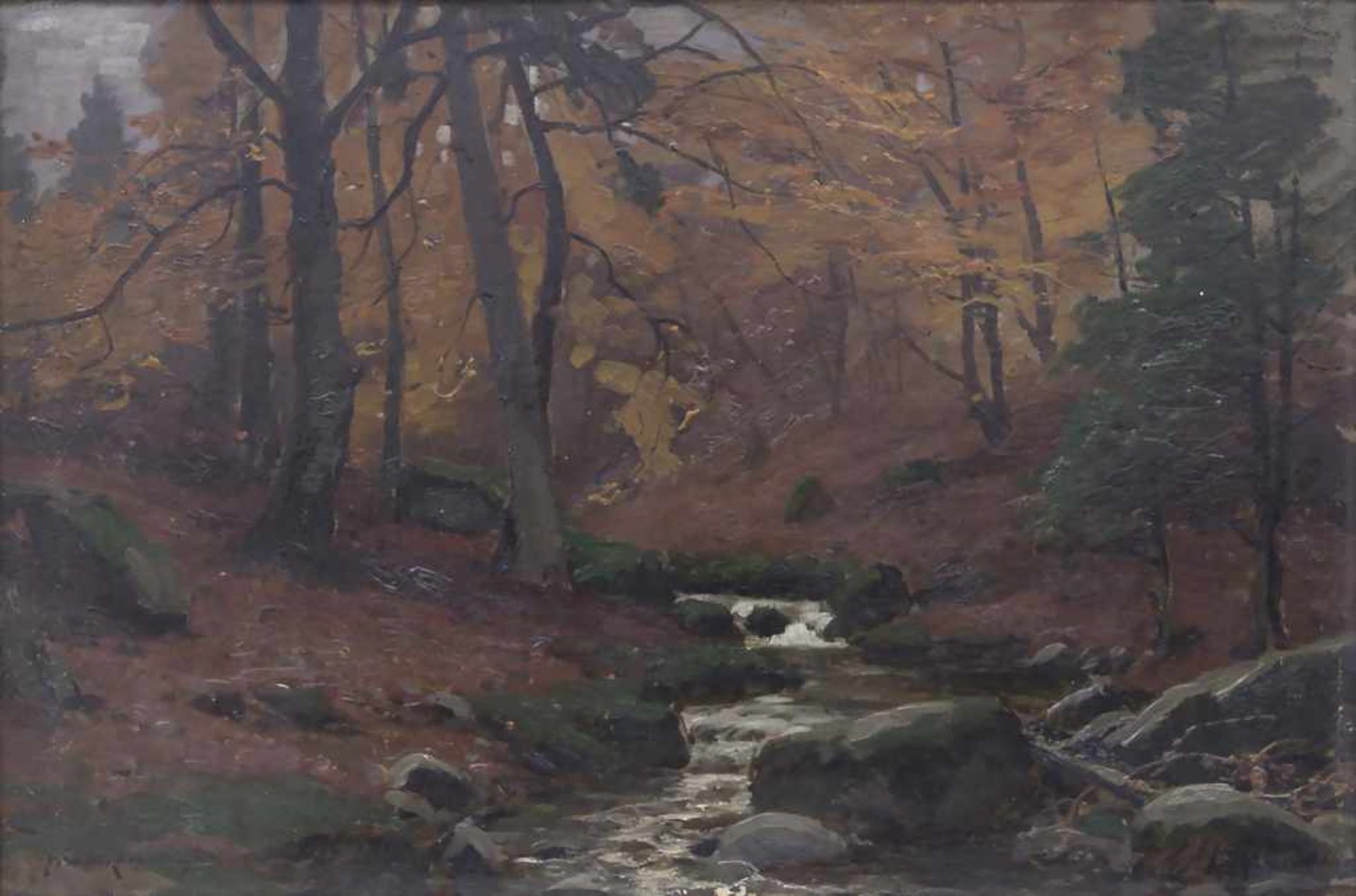 K.A. Müller-Kurzwelly (1855-1914), 'Waldbach' / 'A forest stream'Technik: Öl auf Karton, gerahmt,