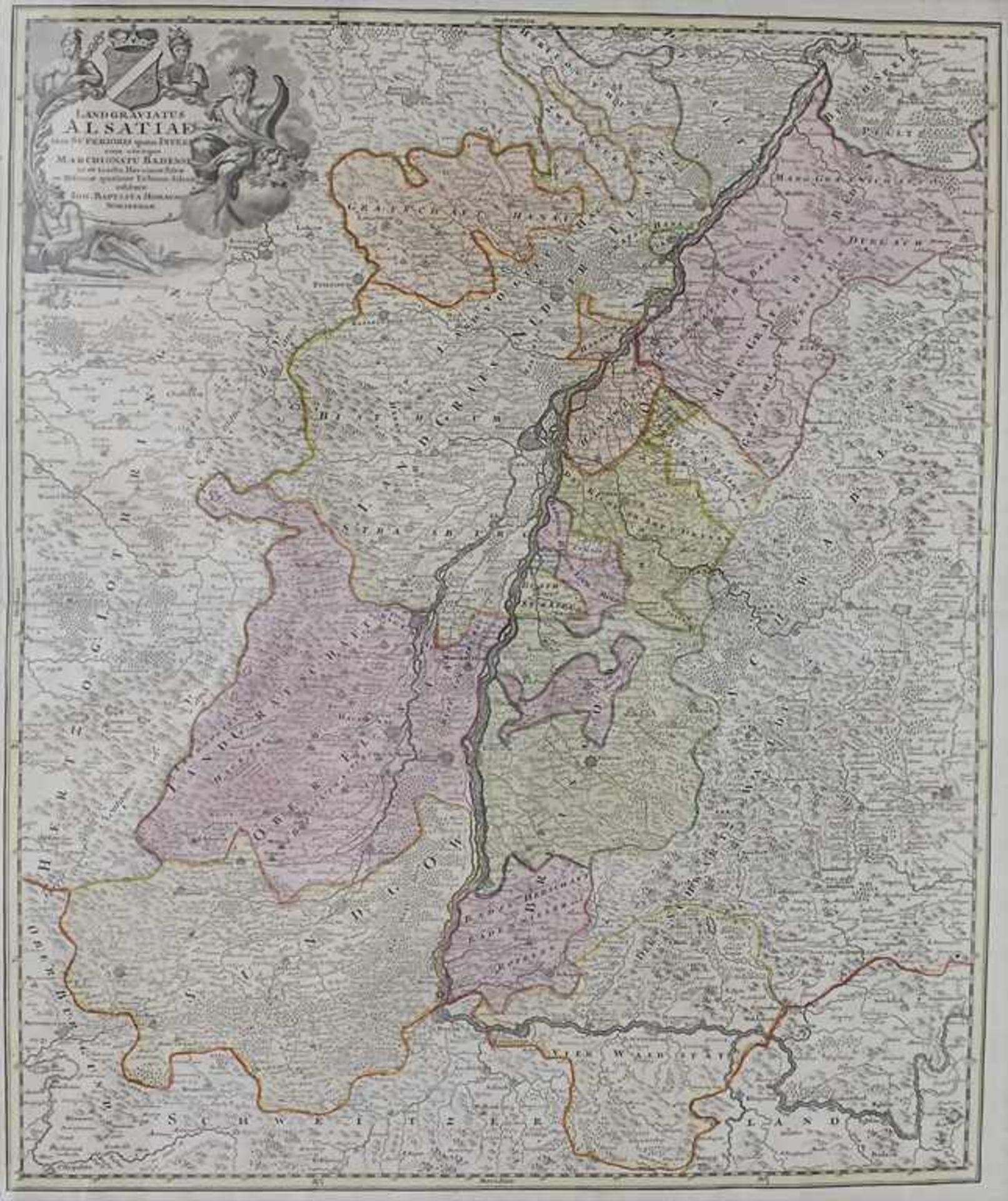 J. B. Homann (1664-1724) Historische Karte 'Elsaß' / A historical map of AlsaceTitel: 'Landgraviatus