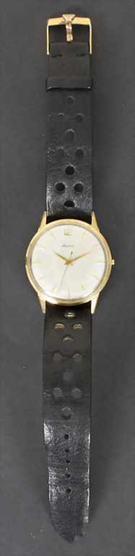 HAU / A men's watch, Alpina, Schweiz/Swiss, um 1960Gehäuse: Gold 14 Kt 585/000 gepunzt, Nr. 172129, - Bild 4 aus 5