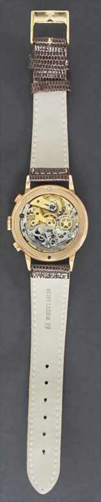 Chronograph, Minerva Watch & Co, Schweiz, um 1950Gehäuse: Gold 18 Kt 750/000 gepunzt, Nr. 873495, - Bild 5 aus 5