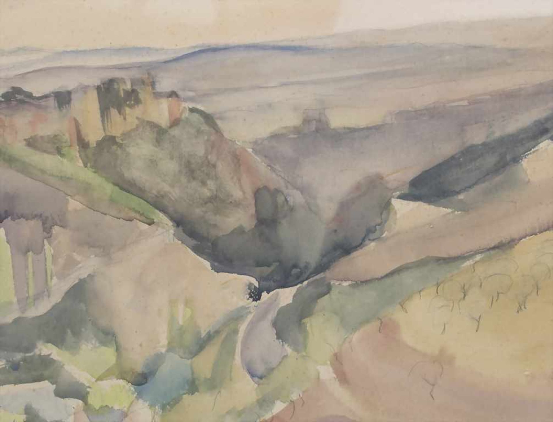Lilia Busse (1897-1958), 'Burgenlandschaft' / 'A castle landscape'Technik: Aquarell auf Papier, - Image 7 of 9