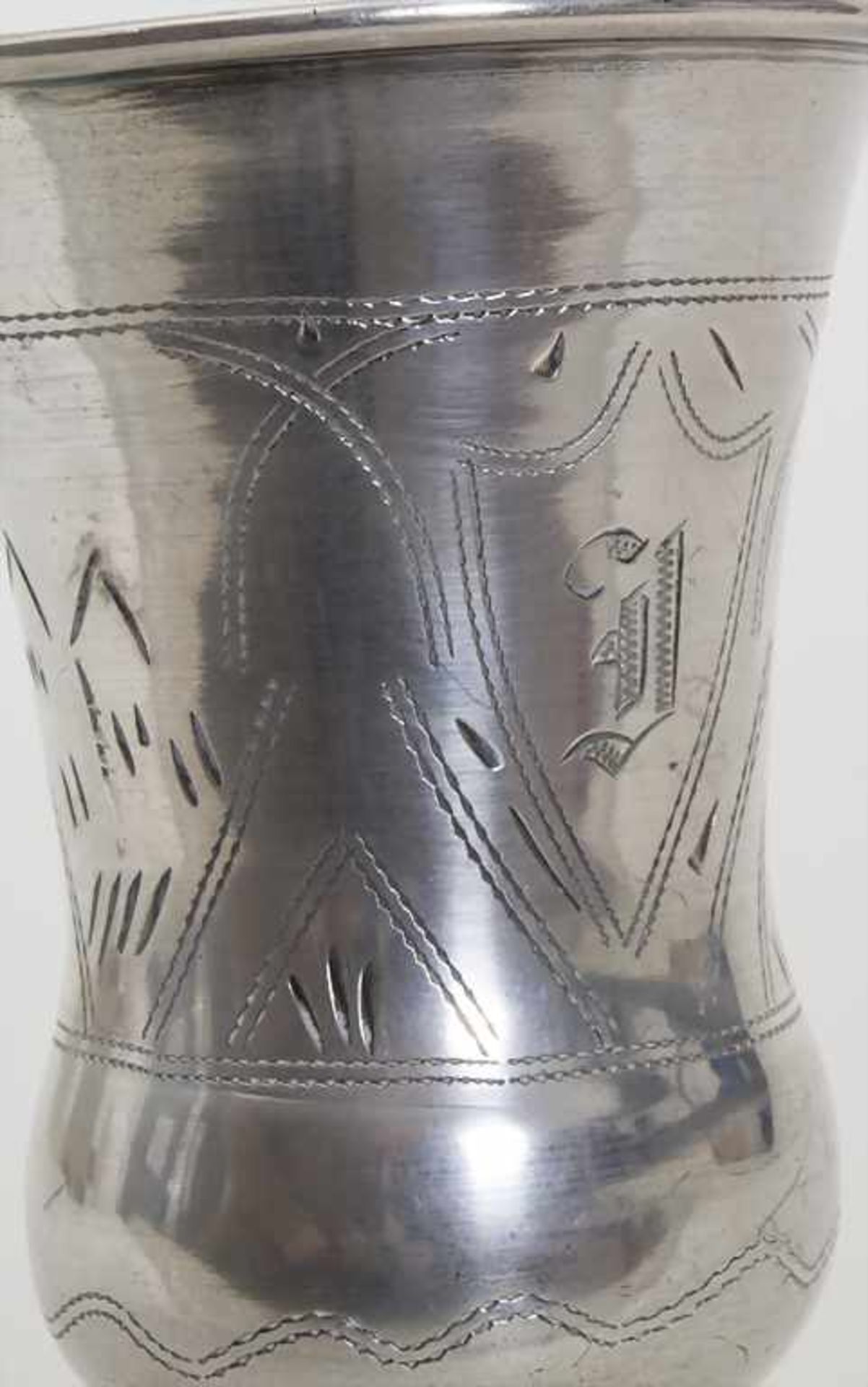 Kiddusch Becher / A silver Kiddush beaker, Polen/Poland, 19 Jh.Material: Silber, 84 Zolotnik, - Bild 11 aus 11