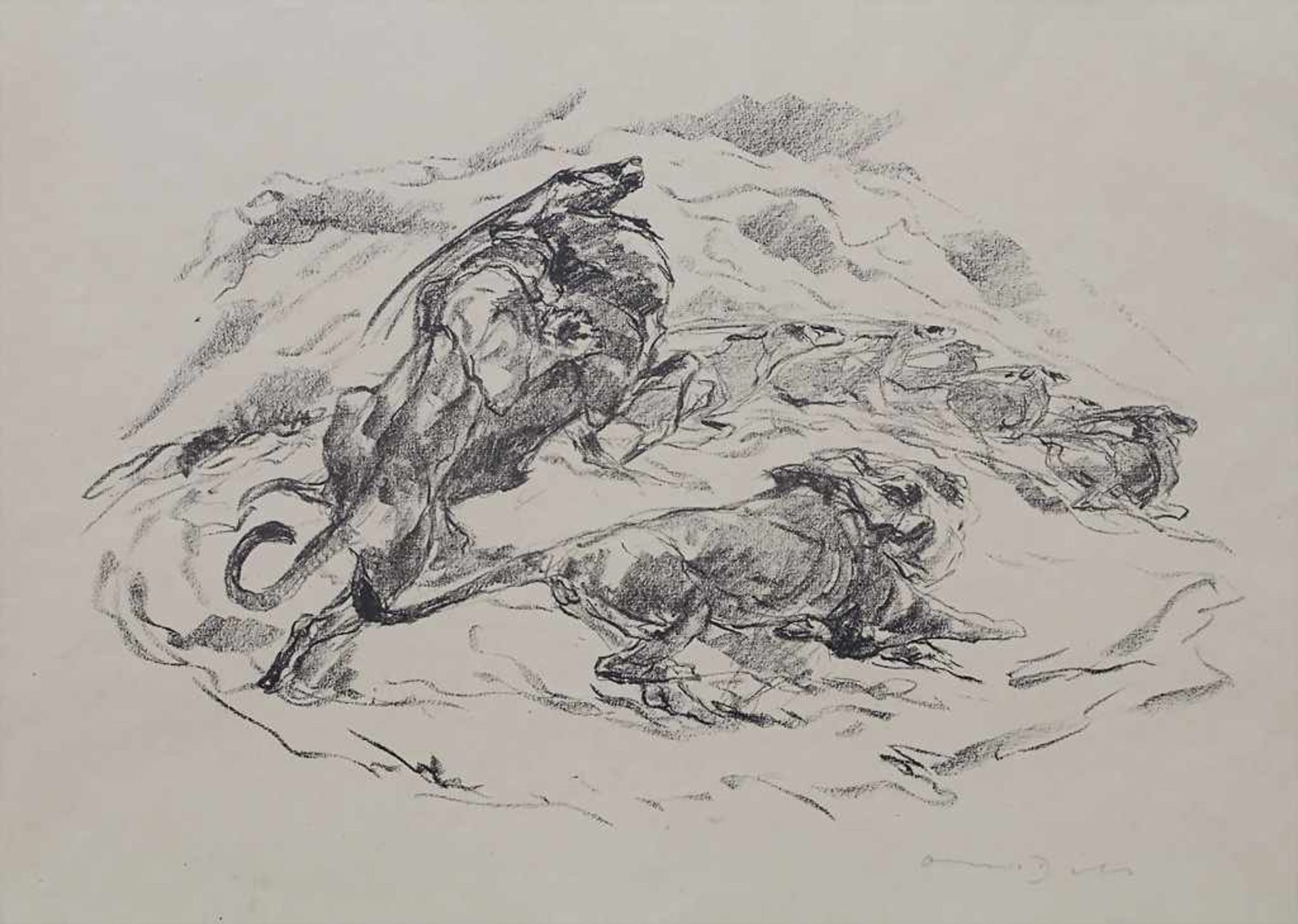 Otto Dill (1884-1957), 'Löwen auf Antilopenjagd' / 'Lions hunting antelopes'Technik: Lithografie auf