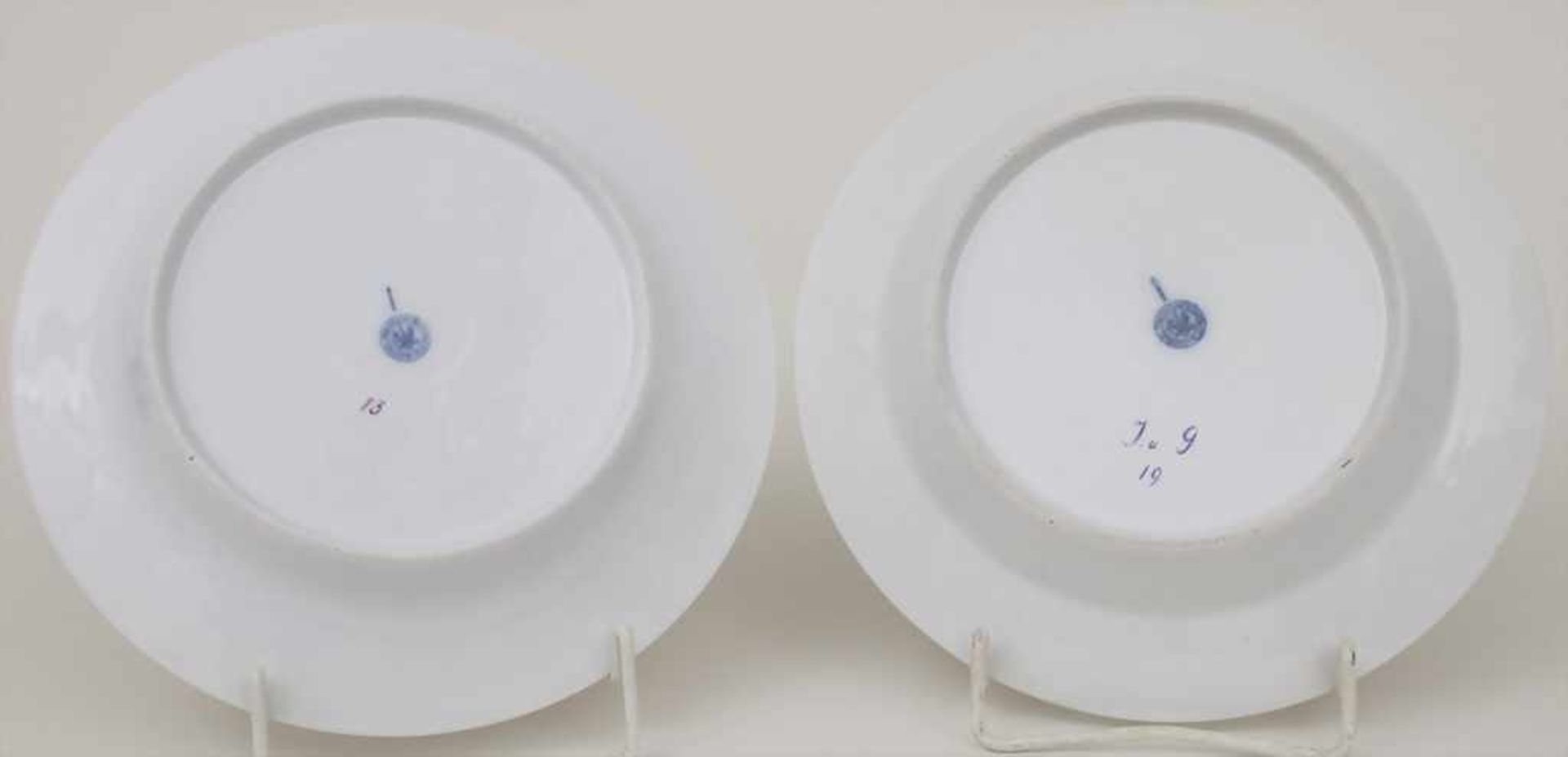 2 Teller mit 'Fingerhut' und 'Christrose' / 2 plates 'foxglove' and 'Christmas rose', KPM, Berlin, - Bild 2 aus 7