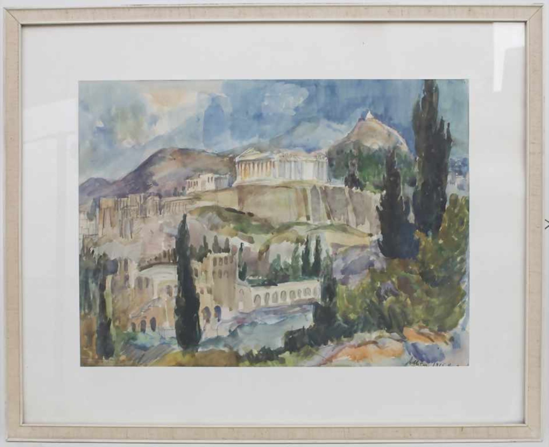 Helmut Booz (*1933), 'Athen'Technik: Aquarell /Bleistift auf Papier, hinter Passepartout (an 4 Ecken - Image 2 of 9