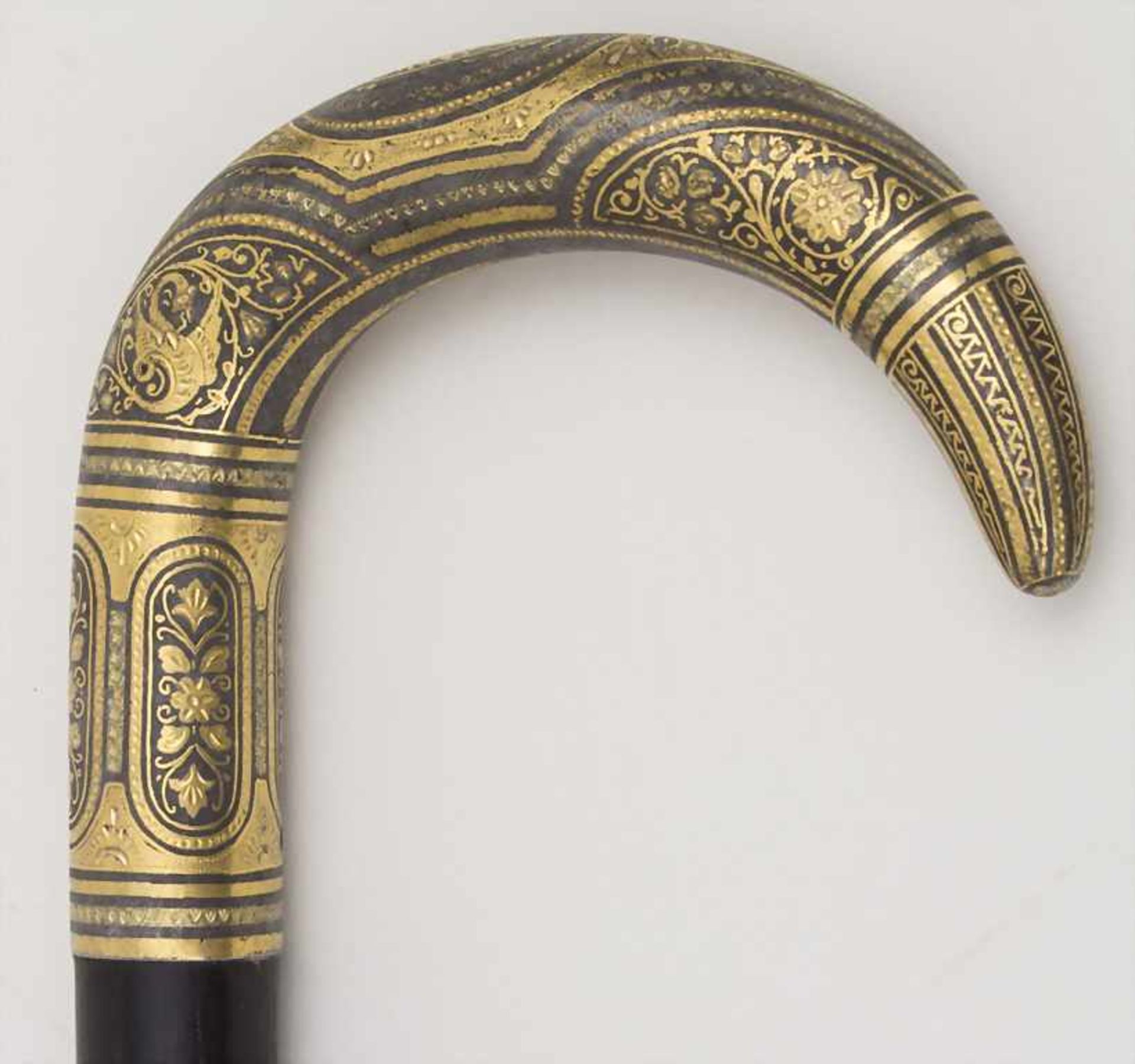 Eleganter Gehstock mit Gold- Inlay / A cane with gold inlay, Toledo, um 1880Material: Eisen - Bild 4 aus 5