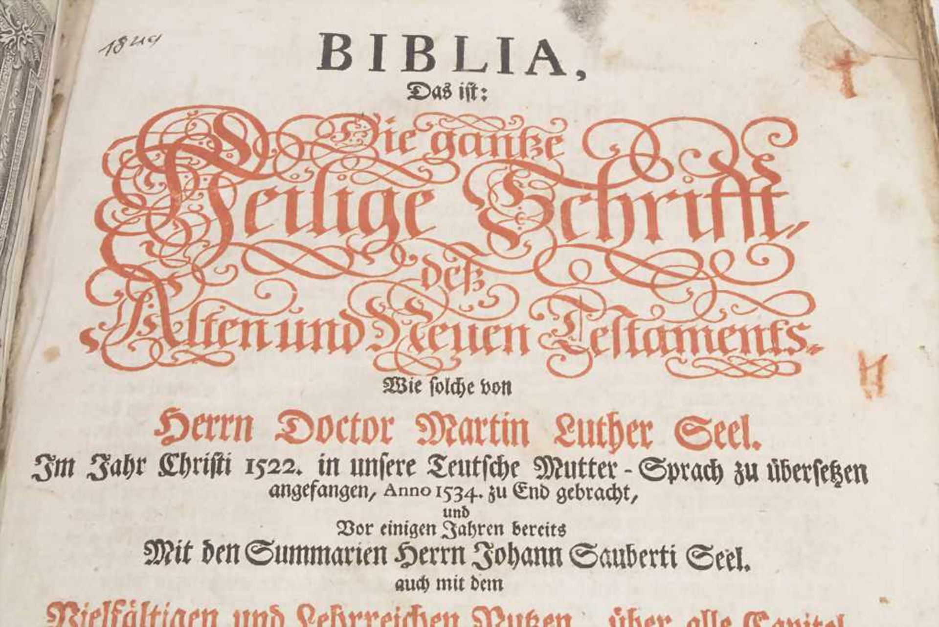 Lutherbibel / A Luther Bible, Nürnberg, 1770Titel: 'Biblia, Das ist Die ganze Heilige Schrift des - Image 8 of 19