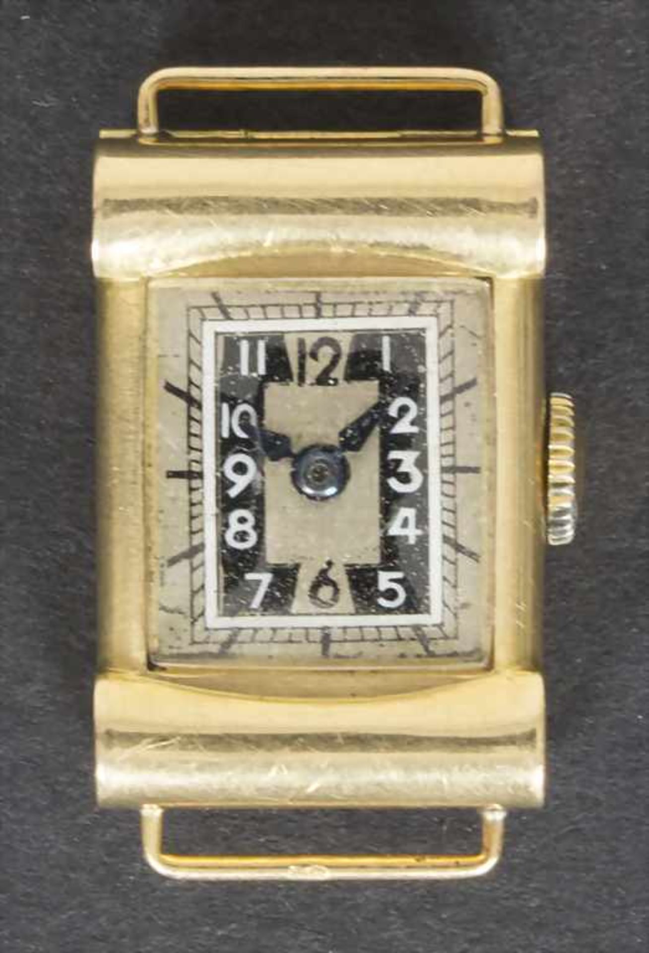 Art Déco Damenarmbanduhr / A ladies wrist watch, Schweiz, um 1935Gehäuse: Gold 750/000 mit