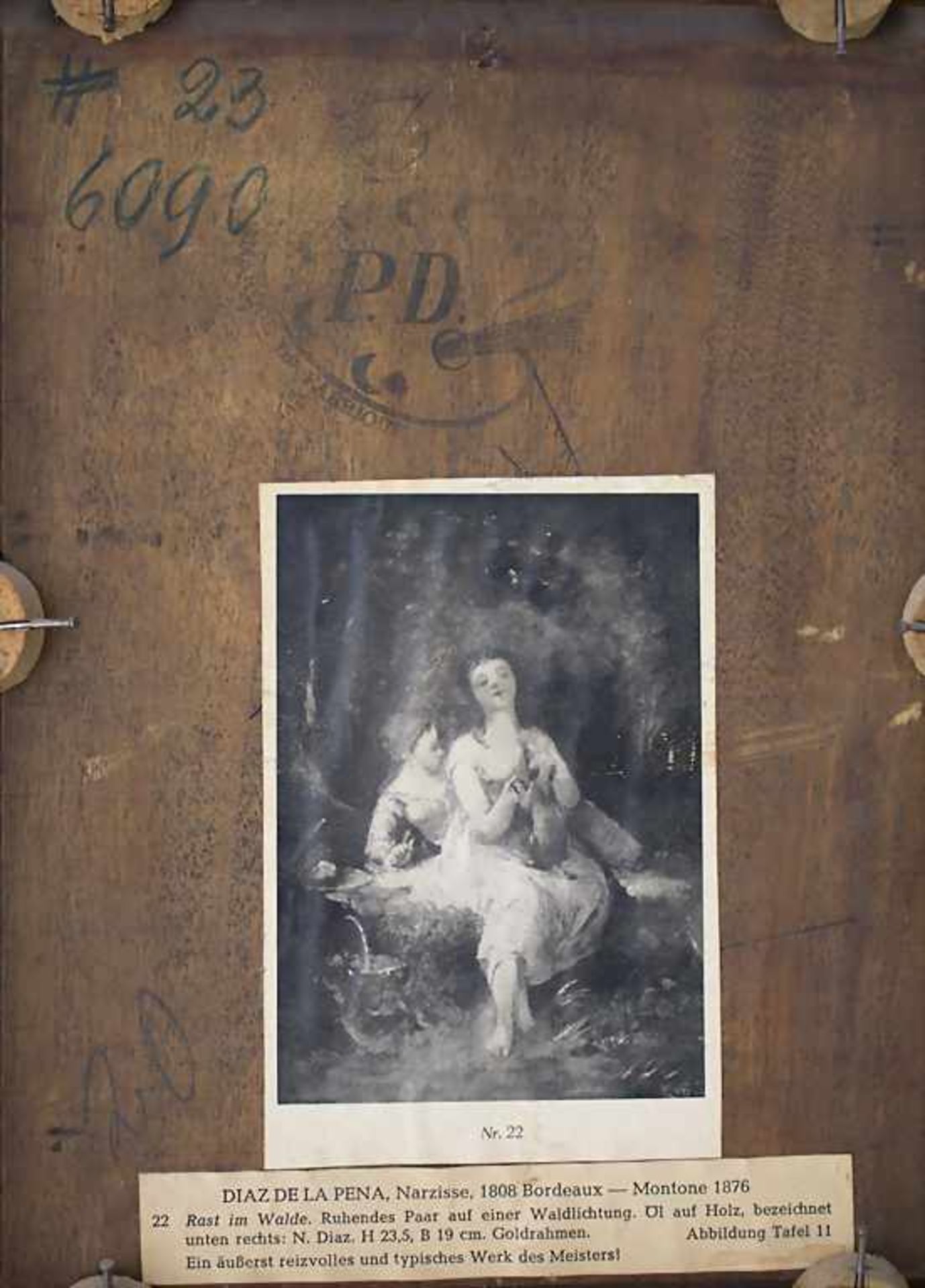 Narcisse Virgile Diaz de la Pena (1807-1876), 'Ruhendes Paar mit Hund' / 'A couple and a dog at - Bild 11 aus 11