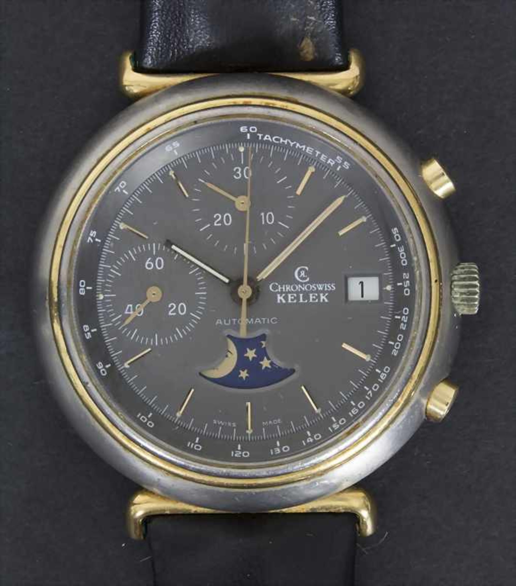 HAU / A men's watch, KELEK Chronoswiss, Chronograph, Schweiz/Swiss, um 1995Gehäuse: Titan/Gold, Ref.