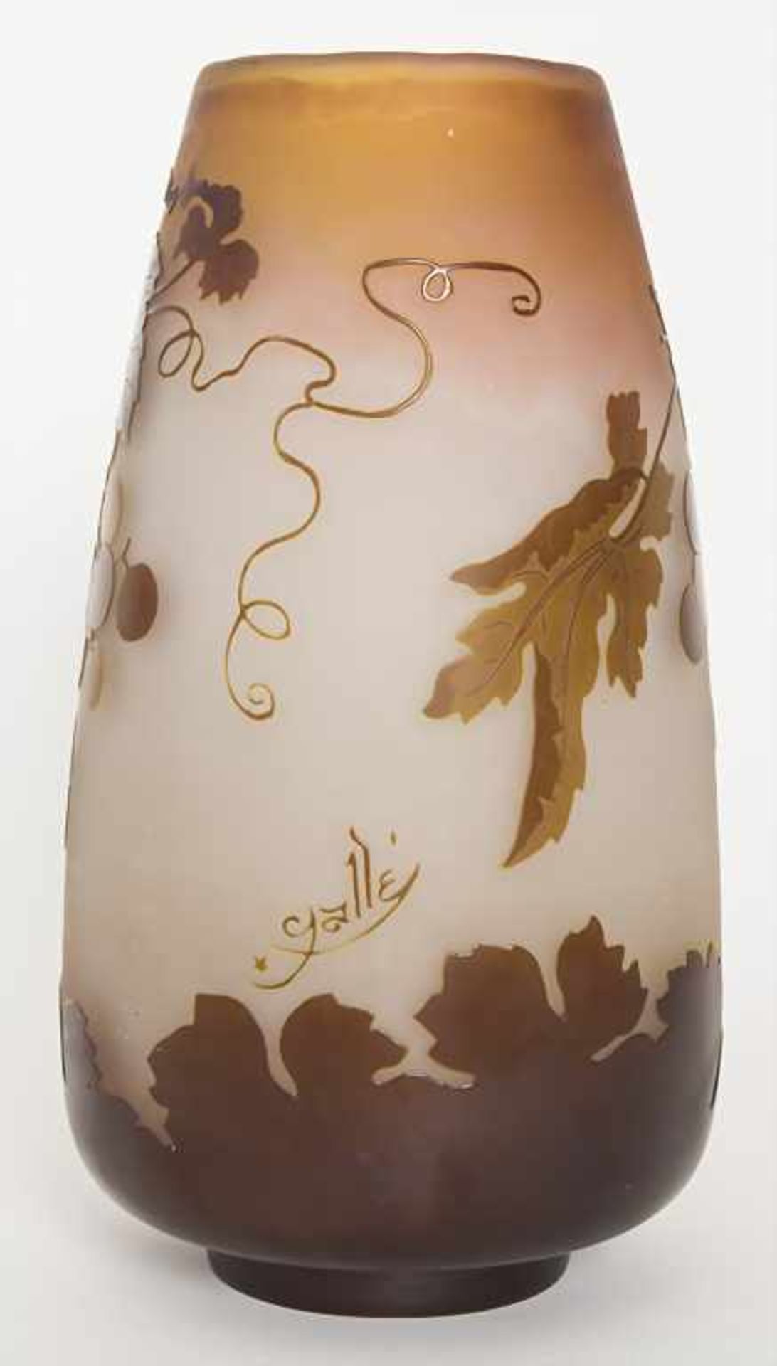Jugendstilvase mit Weinrankendekor / A cameo glass vase with vine tendrils, Gallé, um 1904- - Bild 4 aus 7