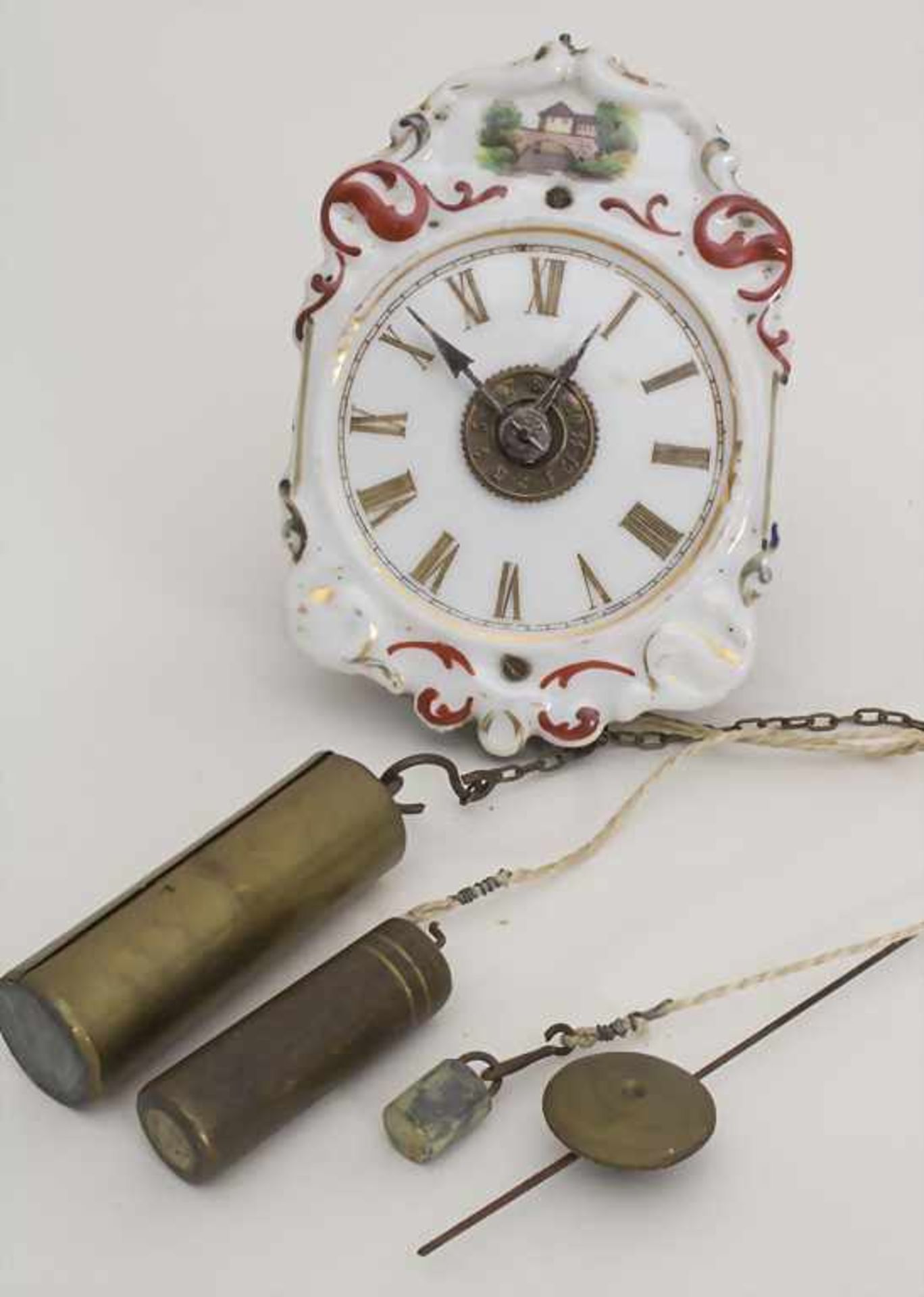 Jockele, A Black Forest Clock, P. Weisser, deutsch, um 1860Zifferblatt: Porzellan bemalt,Werk: - Bild 3 aus 5
