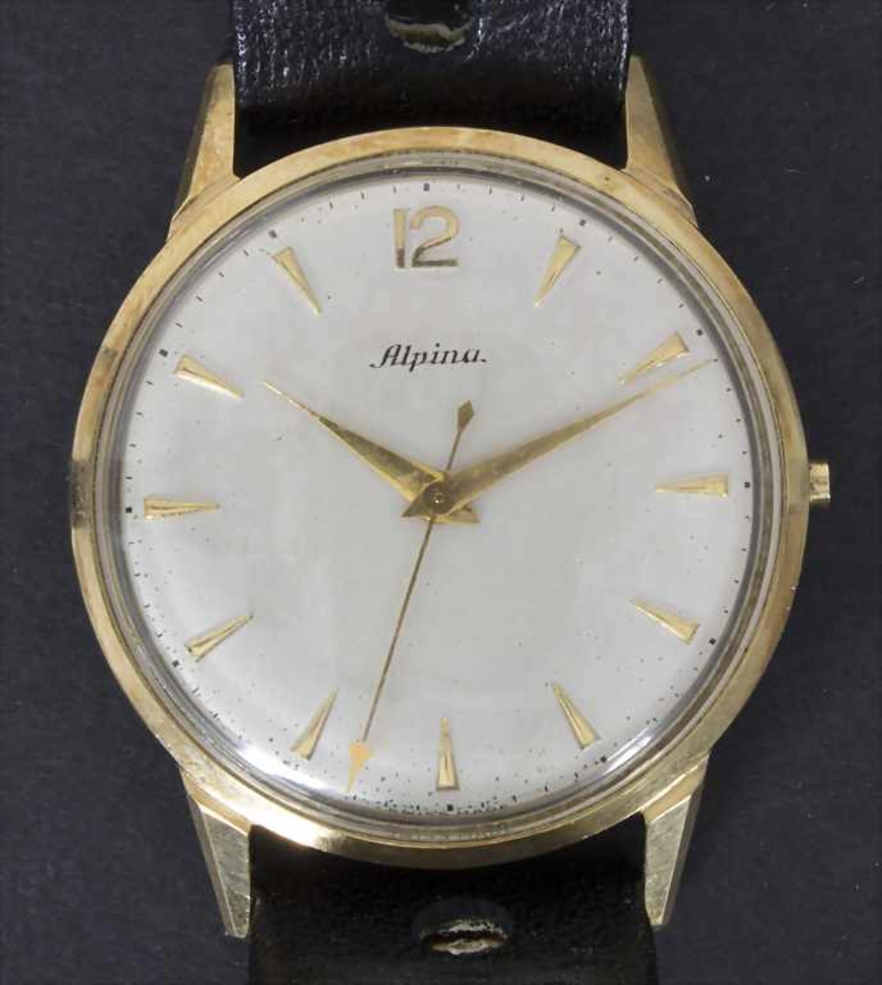 HAU / A men's watch, Alpina, Schweiz/Swiss, um 1960Gehäuse: Gold 14 Kt 585/000 gepunzt, Nr. 172129,