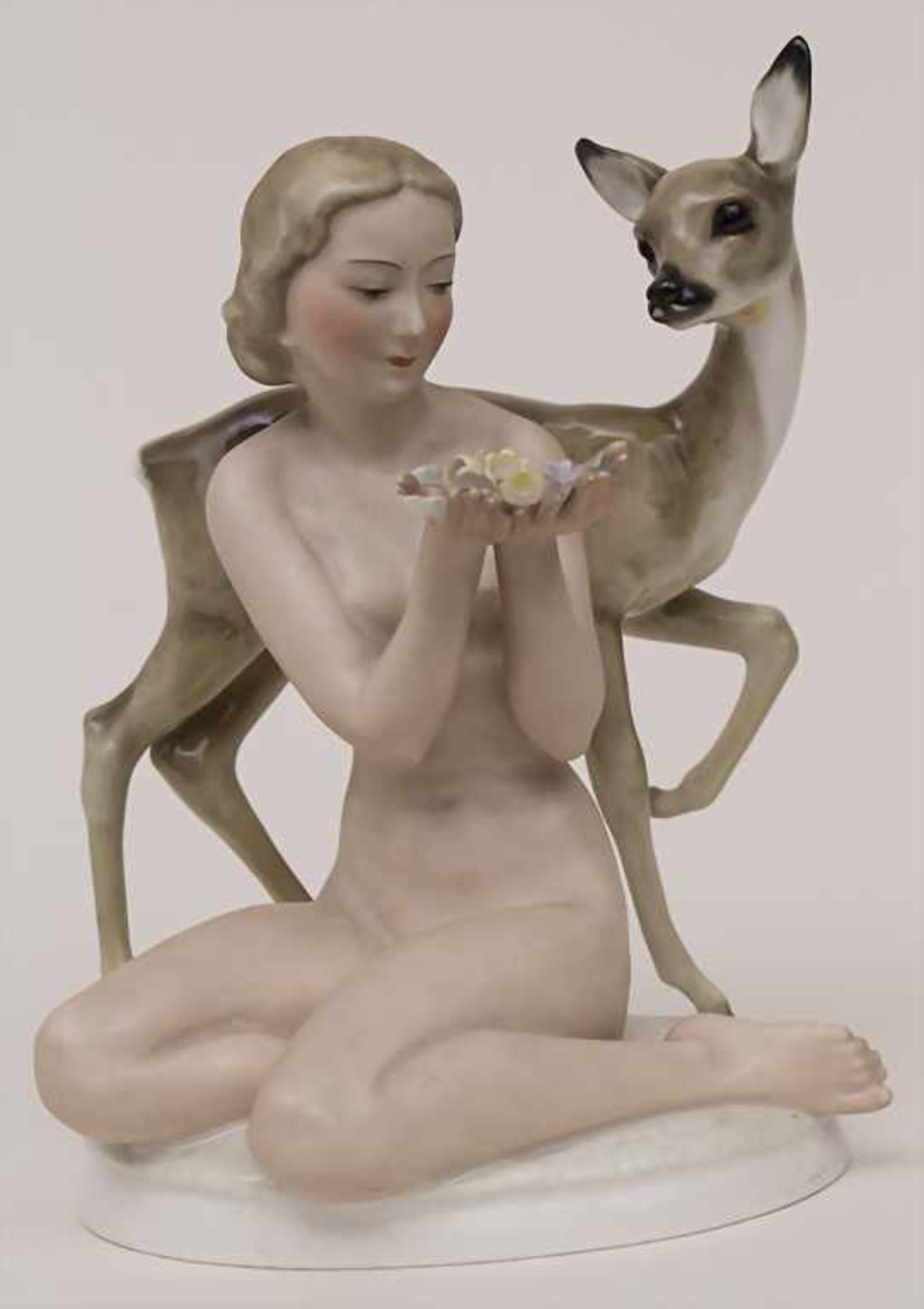 Mädchen mit Reh / A young girl with a deer, Carl Werner, Hutschenreuther, um 1948Material:
