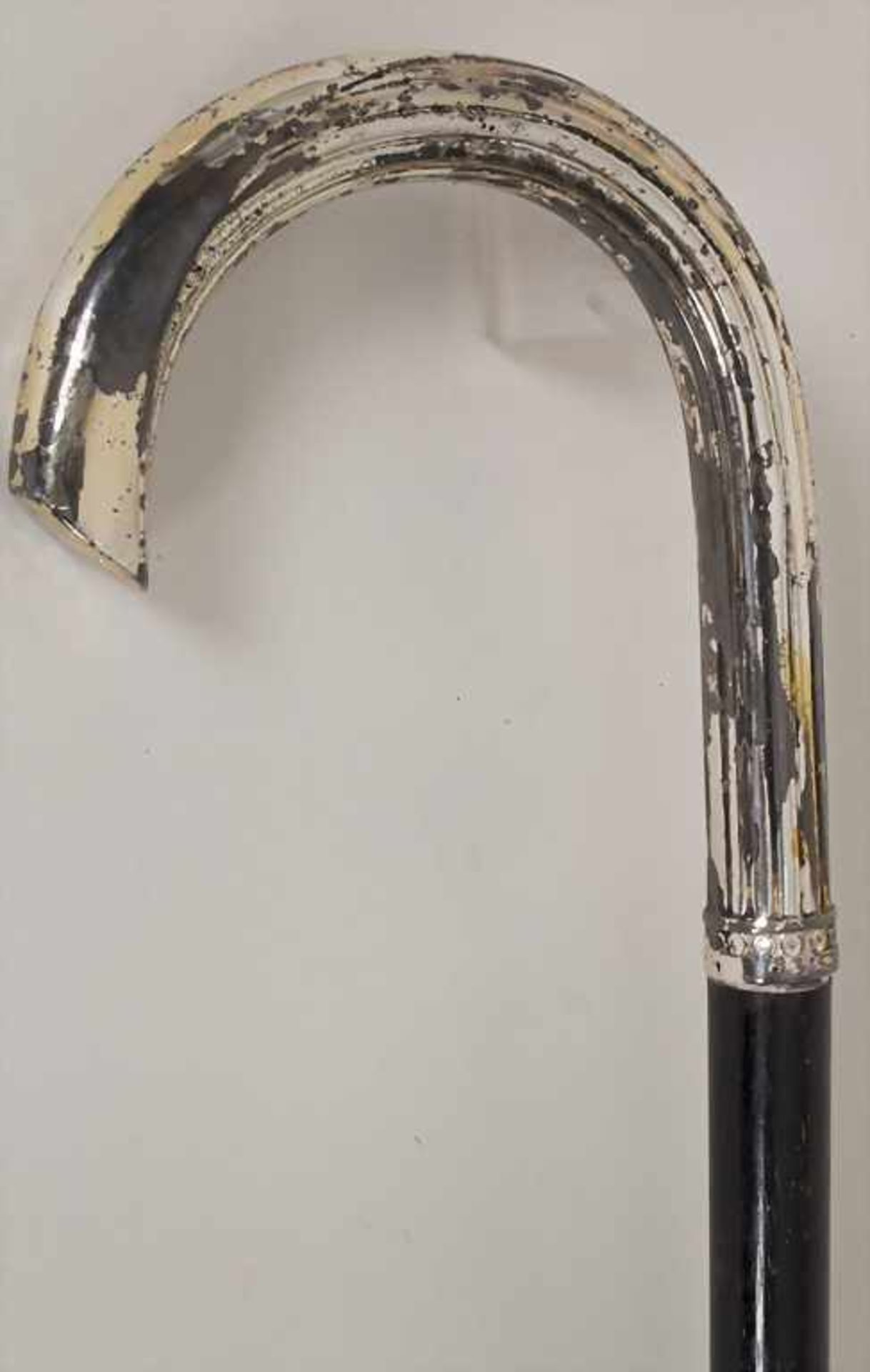 Gehstock mit Silbergriff / A Cane with silver handle, deutsch, um 1900Material: Holz, ebonisiert, - Bild 2 aus 5