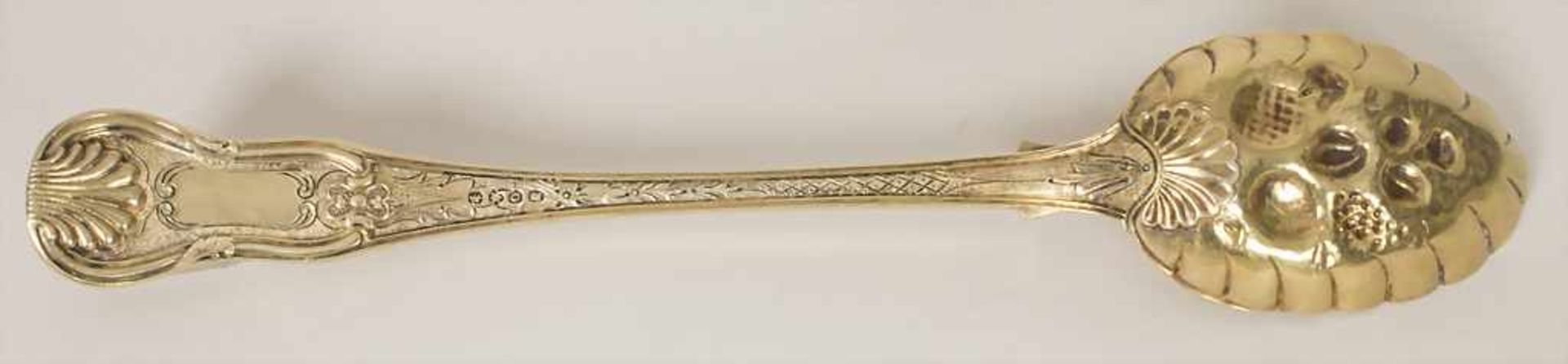 Beeren Löffel / A silver berry spoon, London, 1789Material: Silber 925/000, vergoldet,Punzierung: - Bild 2 aus 9