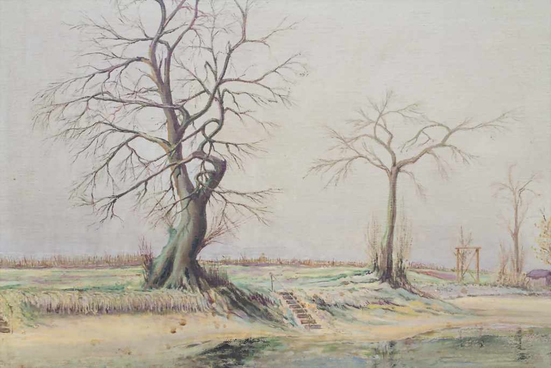Künstler der 1930er Jahre, 'Baumbestandenes Flussufer' / 'A tree flanked river bank'Technik: Öl - Bild 6 aus 9