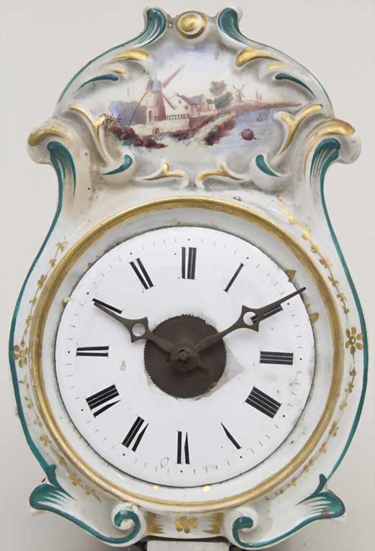 Schwarzwalduhr, A Black Forest Clock, deutsch, um 1850Ziffernblatt: Porzellan bemalt,Werk: