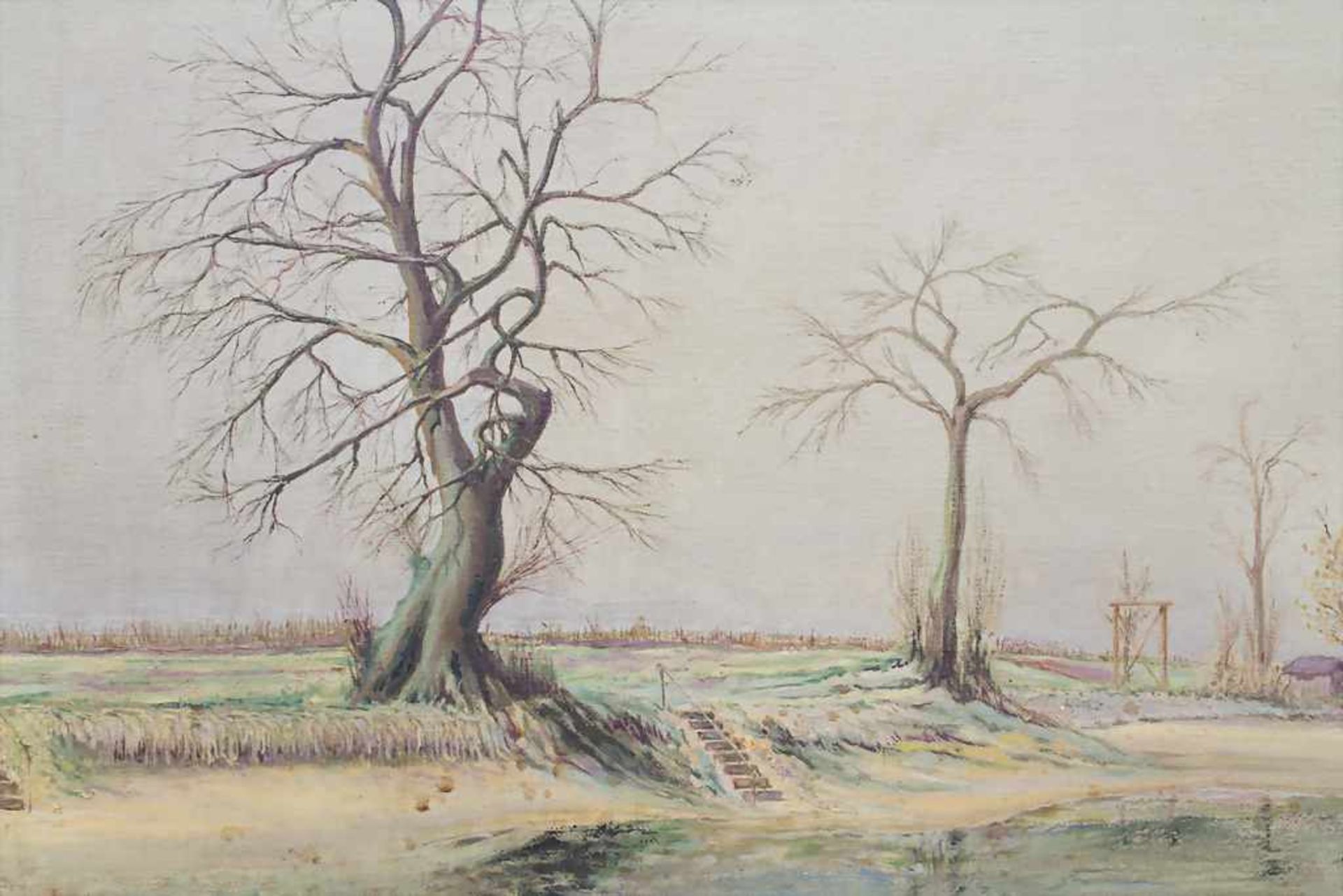 Künstler der 1930er Jahre, 'Baumbestandenes Flussufer' / 'A tree flanked river bank'Technik: Öl - Bild 7 aus 9