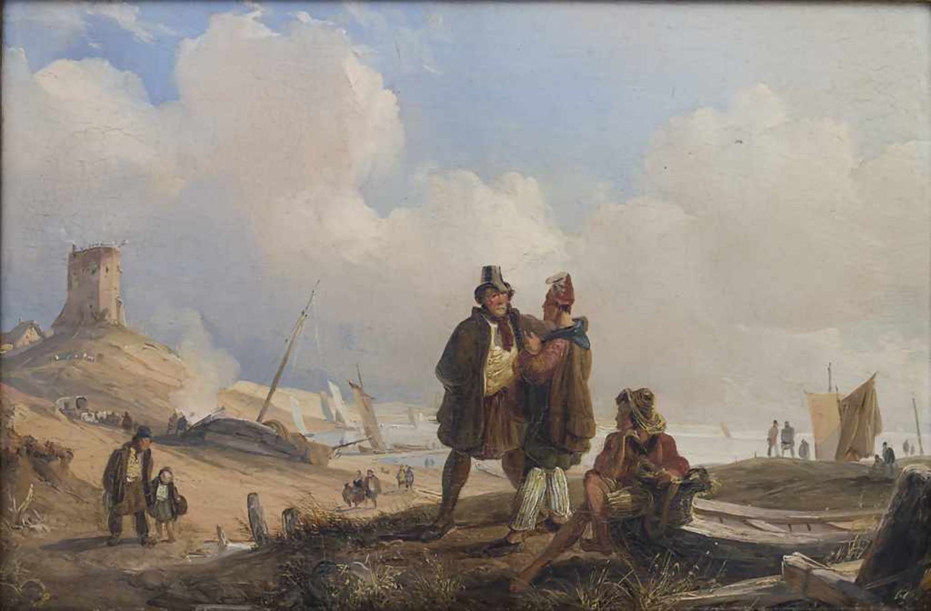 C. J. E. Roqueplan (1800/03-1855) (Zuschreibung), 'Händler vor Hafenkulisse' / 'A harbour scenery