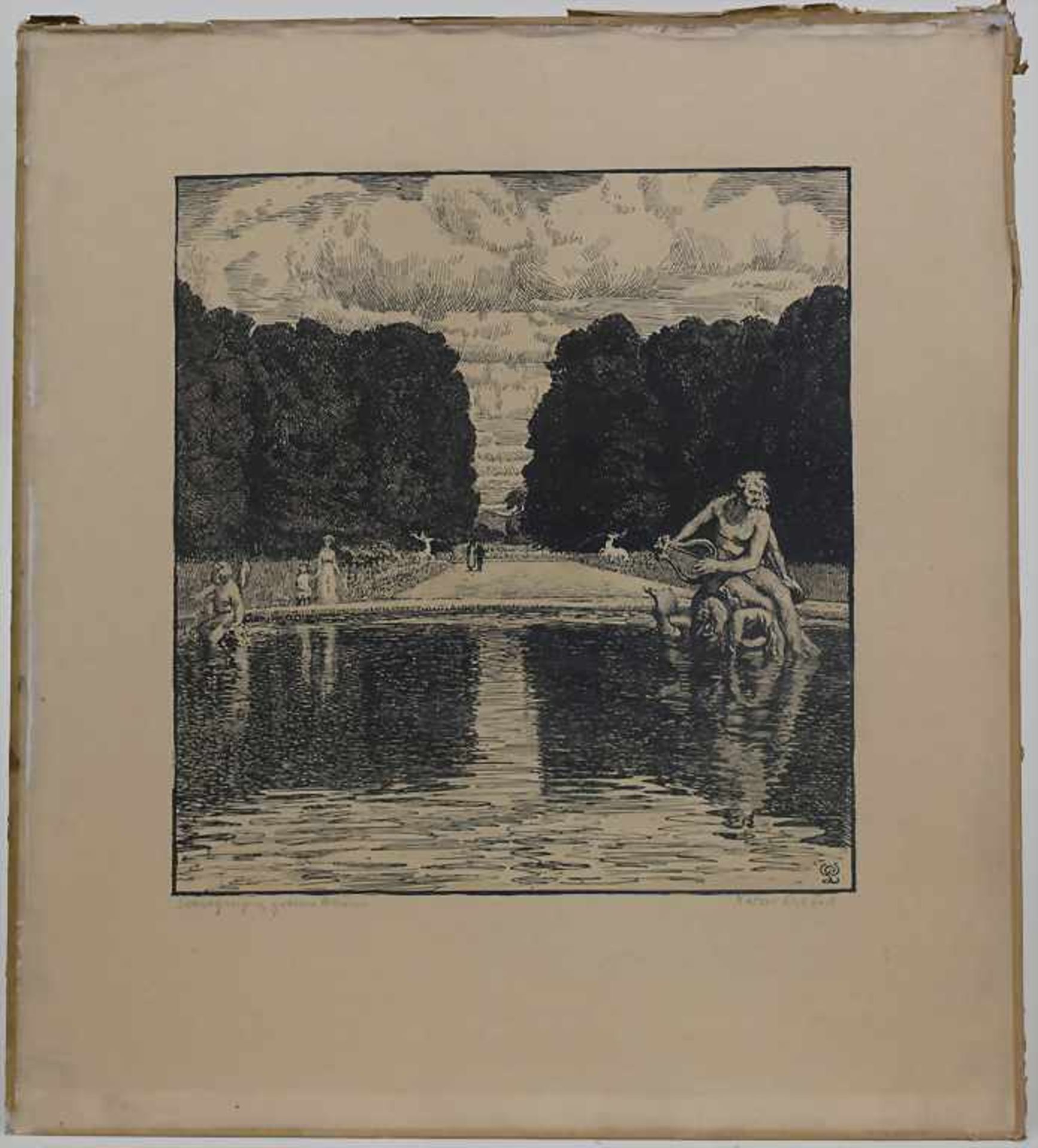 Walter Lilie (1876-1924), 'Schwetzingen, großes Bassin'Technik: Lithografie auf Papier, hinter Glas, - Image 3 of 7