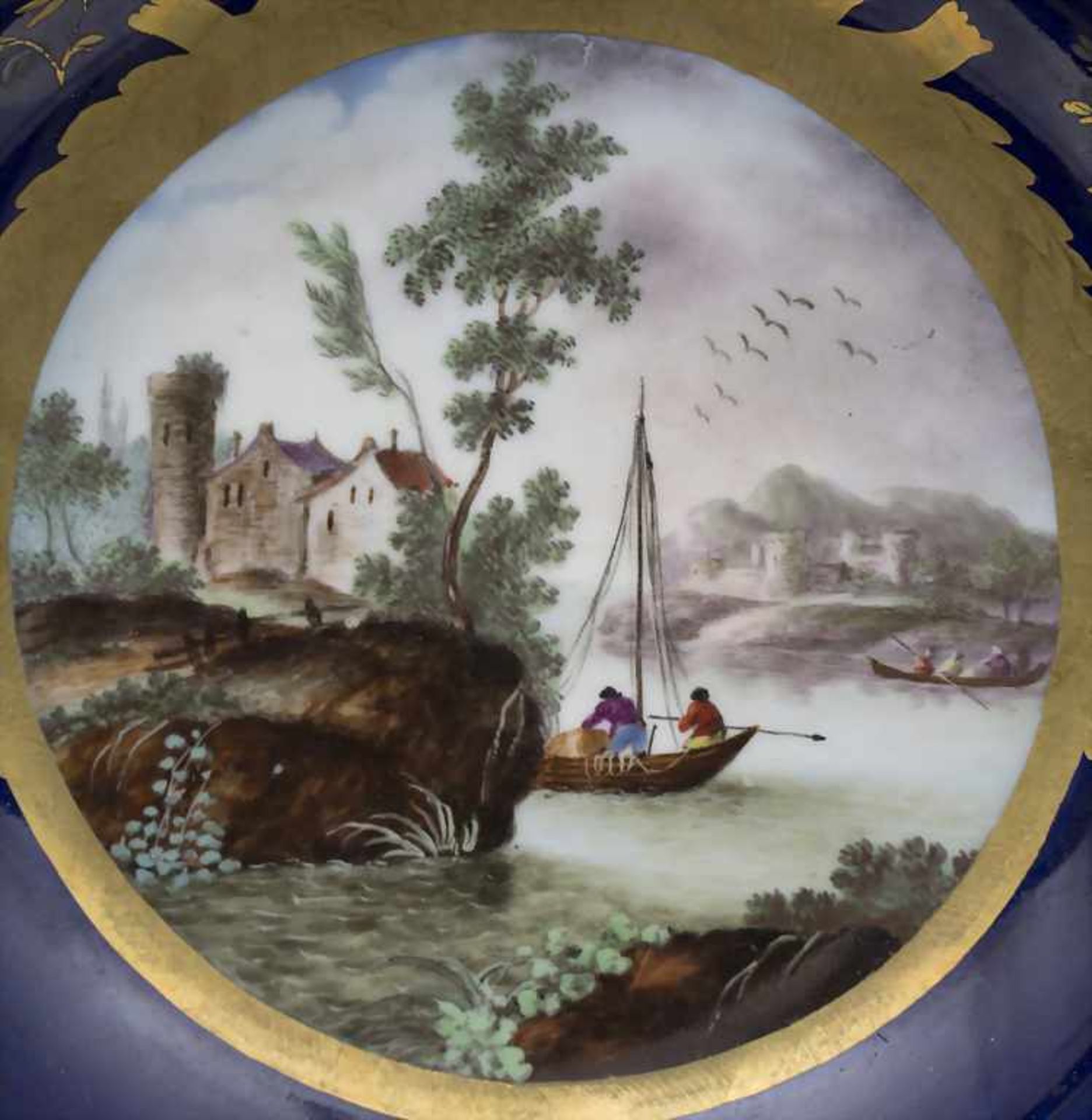 Ansichtenteller / A plate, Frankenthal, 1778Material: Porzellan, bemalt u. glasiert,Marke: - Image 2 of 7